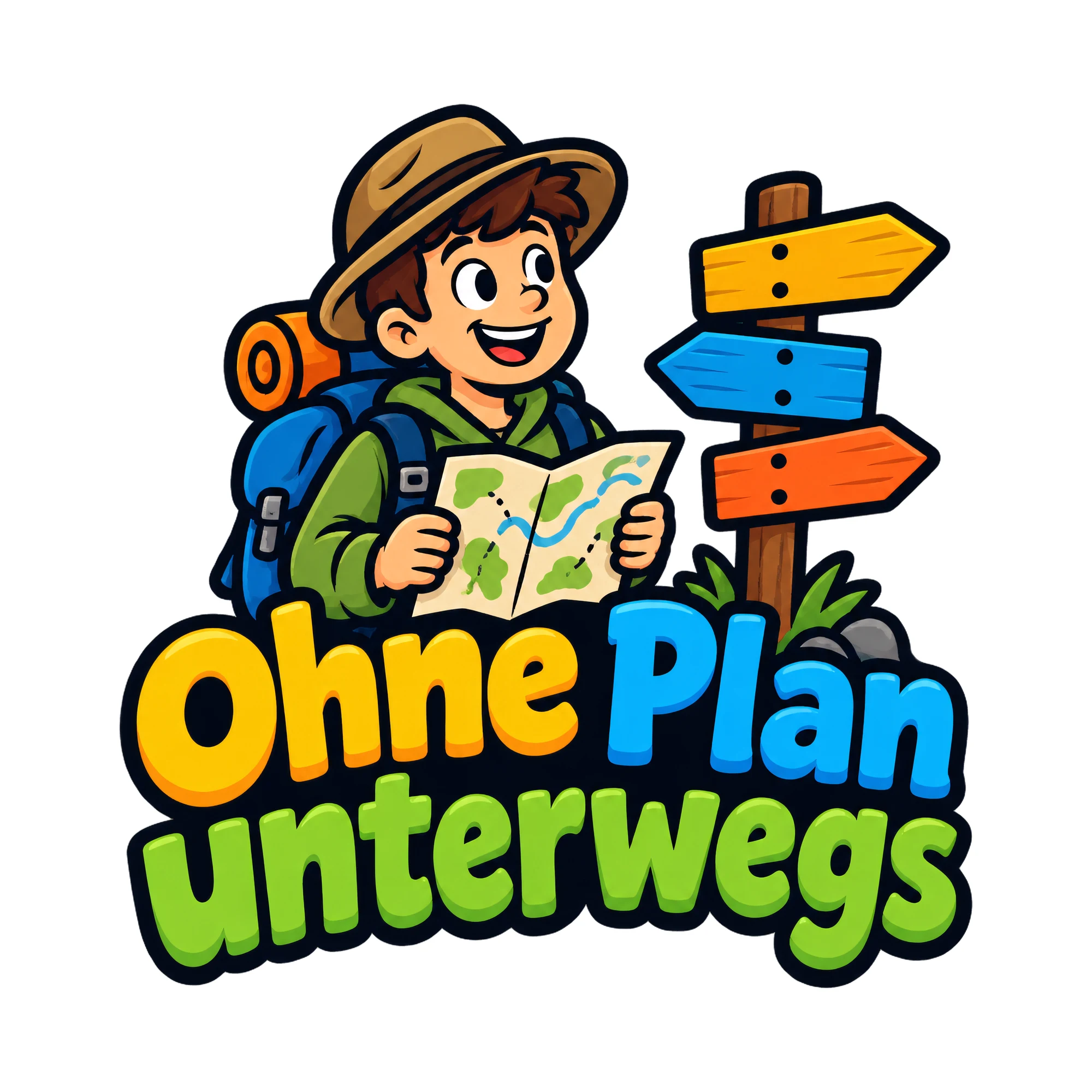 Bügelbild Ohne plan unterwegs als Grafik auf weißem Hintergrund (BB016482)