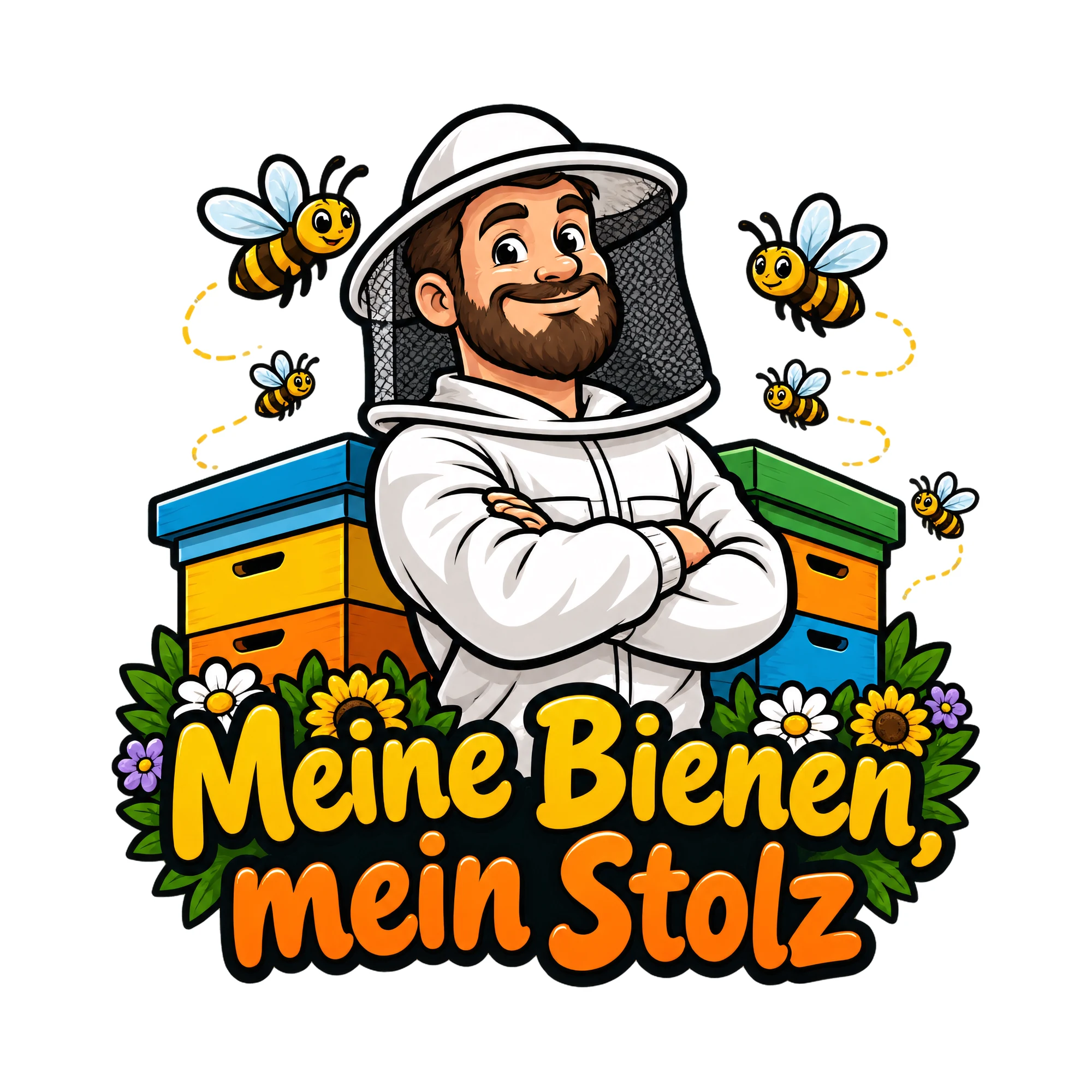 Bügelbild Meine Bienen, mein Stolz als Grafik auf weißem Hintergrund (BB019304)