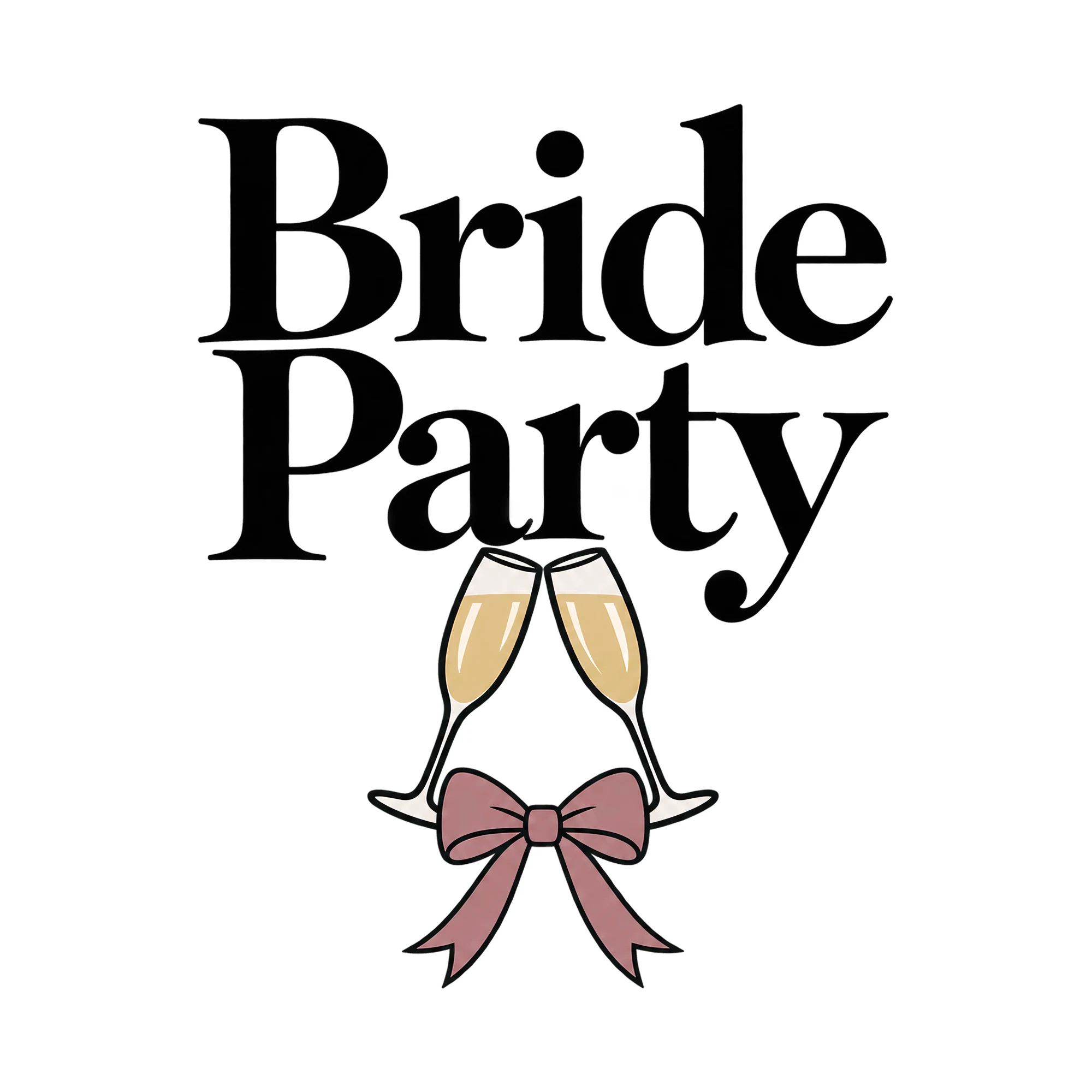 Bügelbild Bride Party, JGA Shirt Spruch als Grafik auf weißem Hintergrund (BB015331)