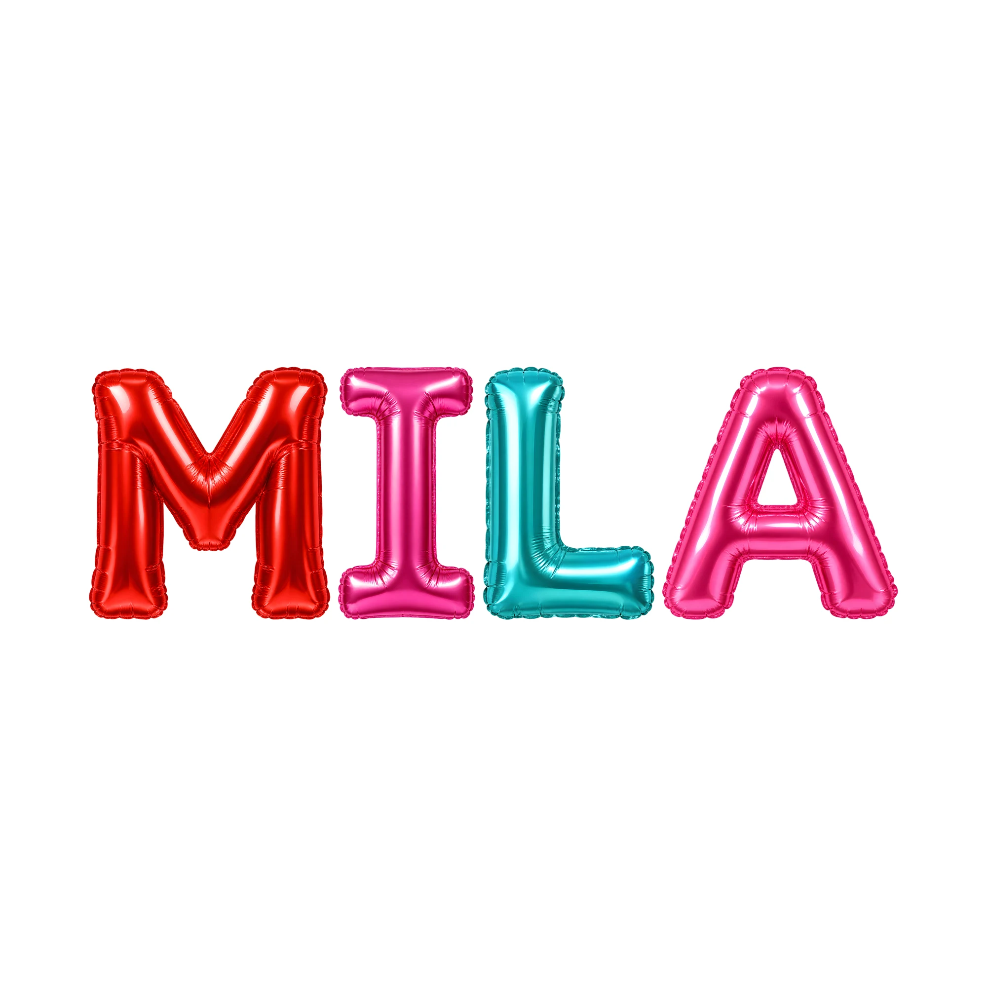 Bügelbild Ballon-Buchstaben mit Name als Grafik auf weißem Hintergrund (BB011340)