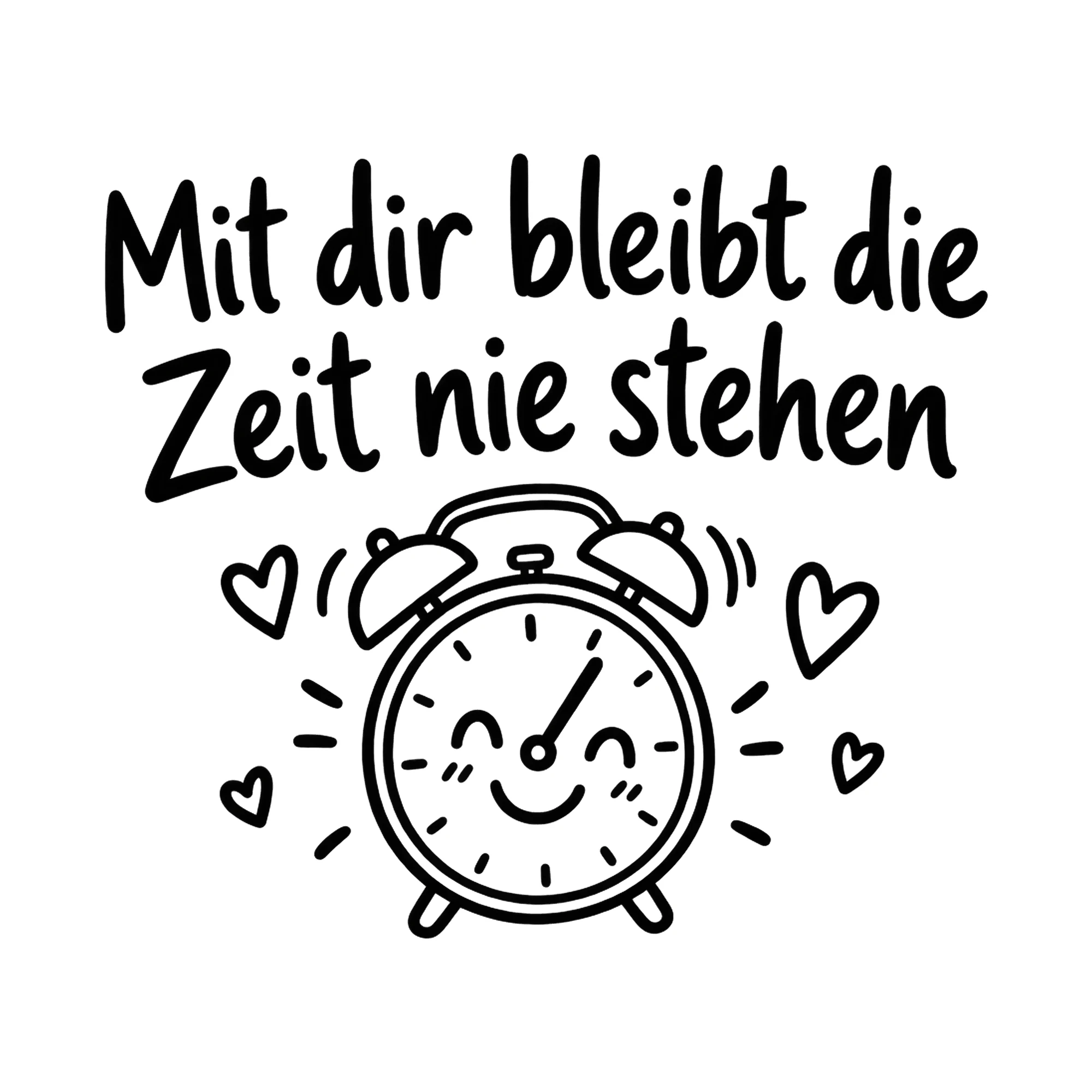 Bügelbild Mit dir bleibt die Zeit nie stehen als Grafik auf weißem Hintergrund (BB019131)