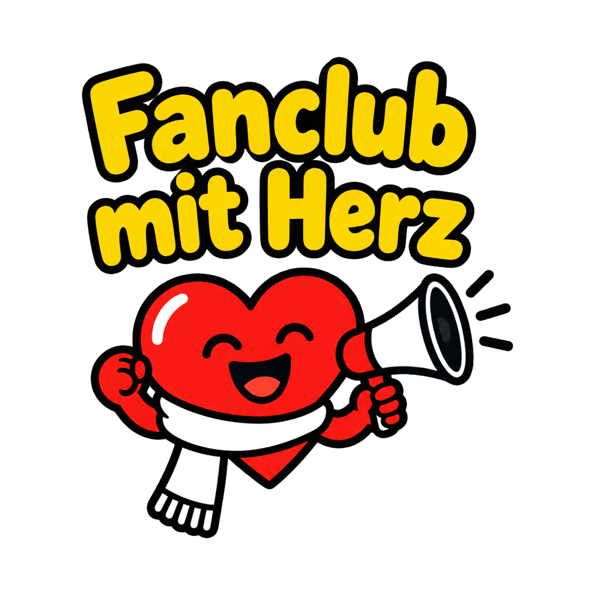 Bügelbild Fanclub mit Herz, Vereine Shirt Spruch als Grafik auf weißem Hintergrund (BB018664)