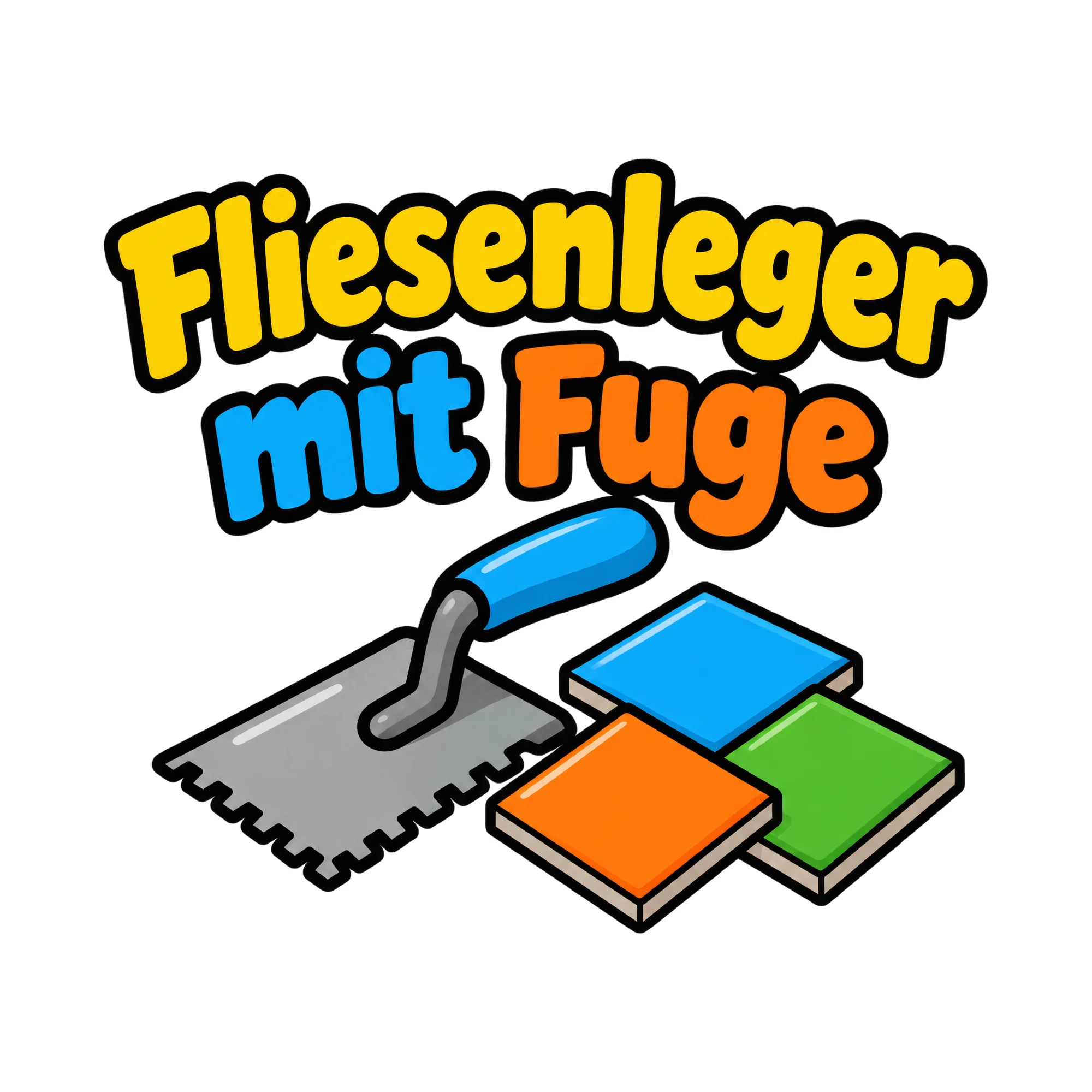 Bügelbild Fliesenleger mit Fuge als Grafik auf weißem Hintergrund (BB018622)