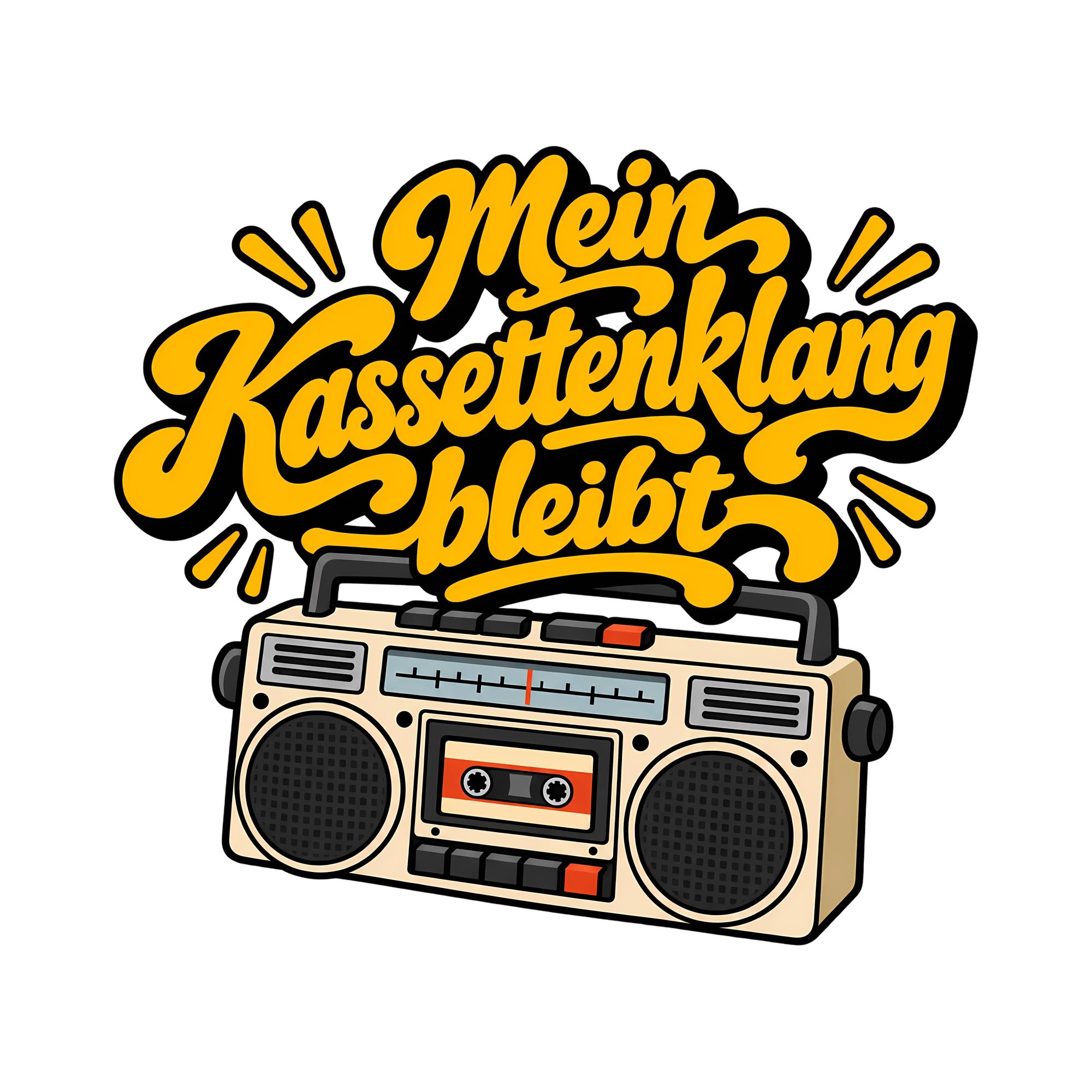 Bügelbild Mein Kassettenklang bleibt als Grafik auf weißem Hintergrund (BB013668)