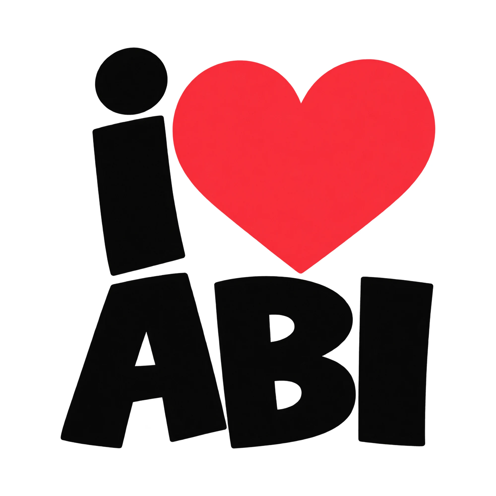 Bügelbild „i Herz ABI“, Abi Shirt Spruch als Grafik auf weißem Hintergrund (BB014887)