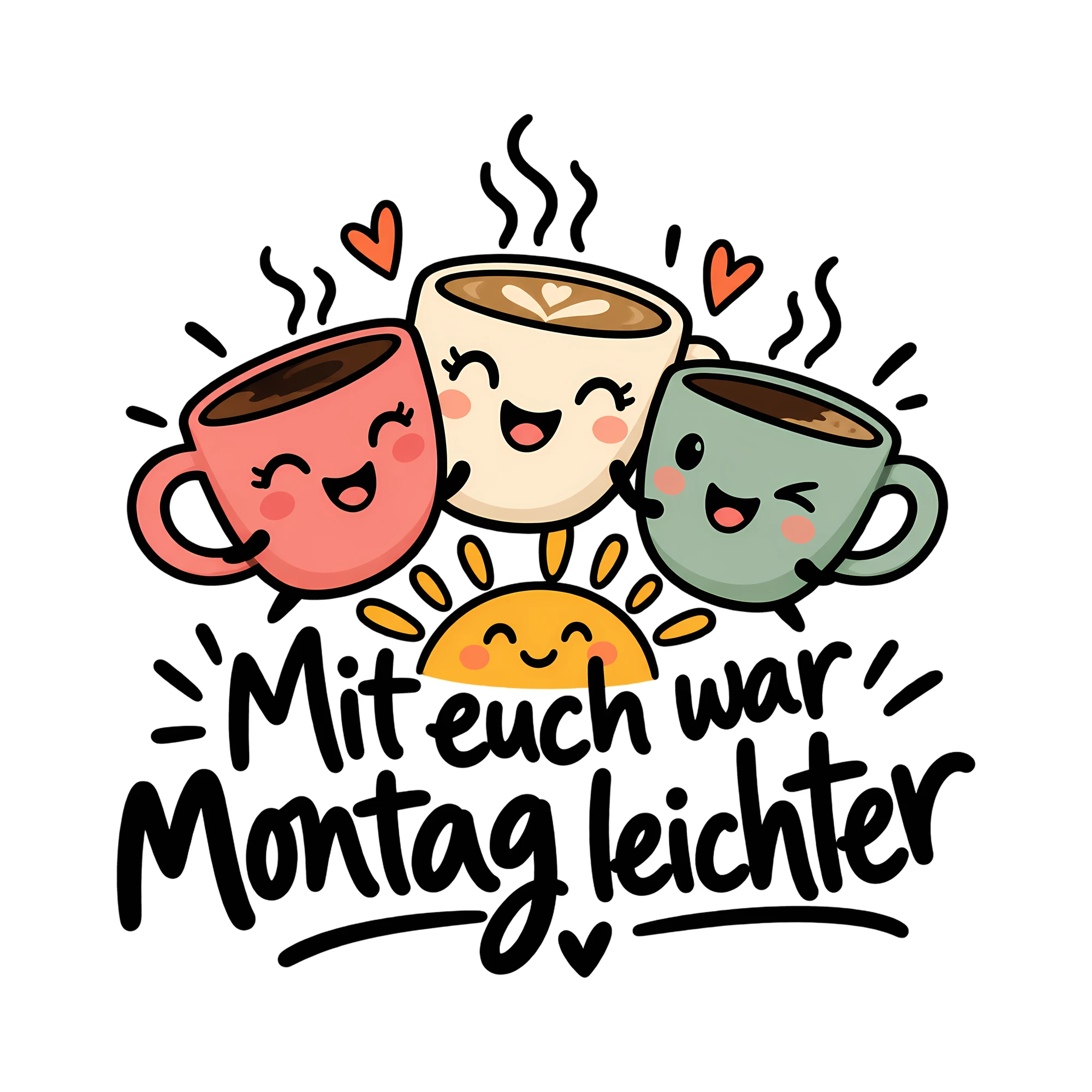 Bügelbild Mit euch war Montag leichter als Grafik auf weißem Hintergrund (BB011635)