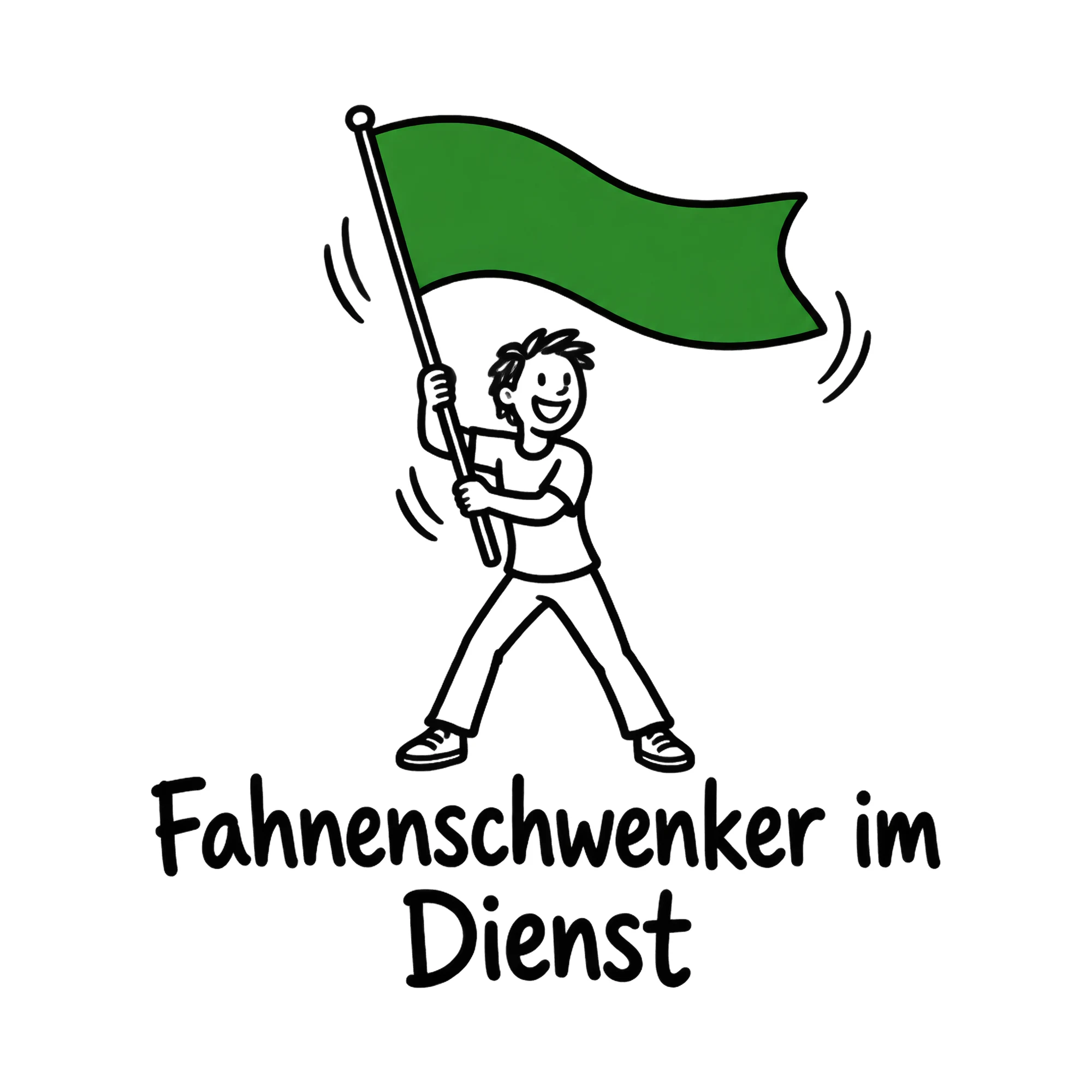 Bügelbild Fahnenschwenker im Dienst als Grafik auf weißem Hintergrund (BB020420)