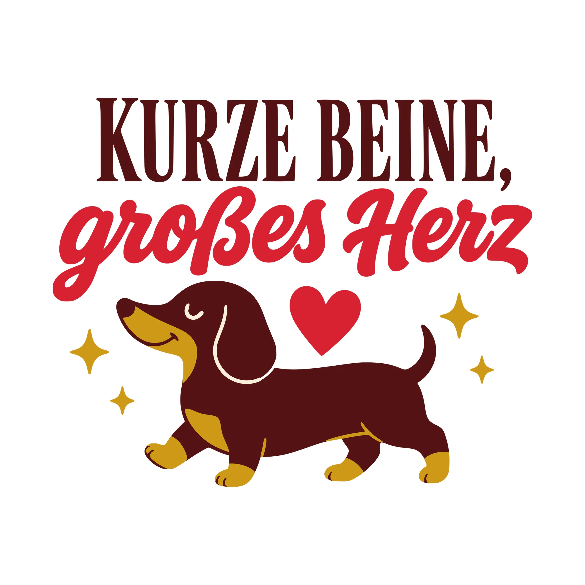 Bügelbild Kurze Beine, großes Herz als Grafik auf weißem Hintergrund (BB010547)