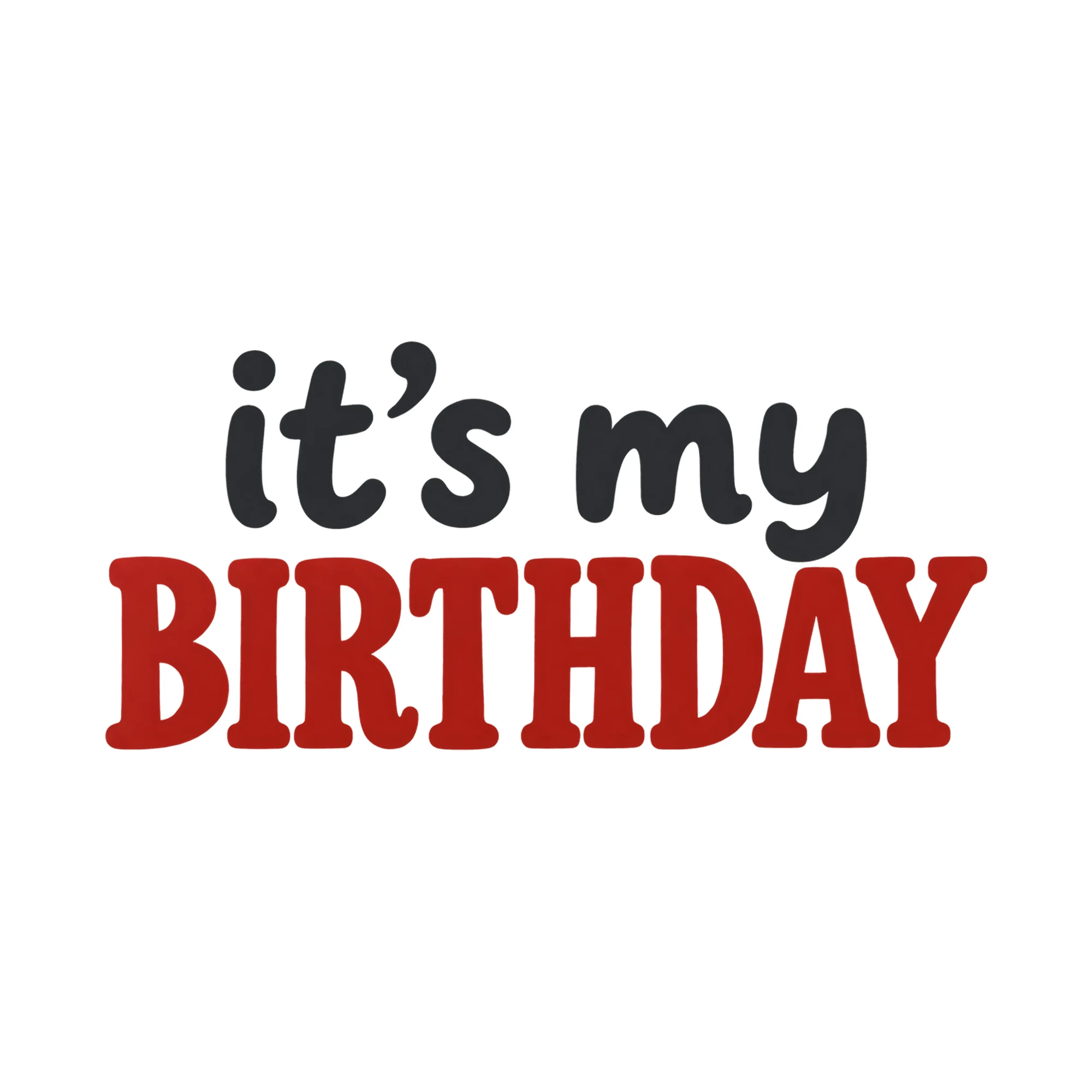 Bügelbild it’s my BIRTHDAY als Grafik auf weißem Hintergrund (BB021023)