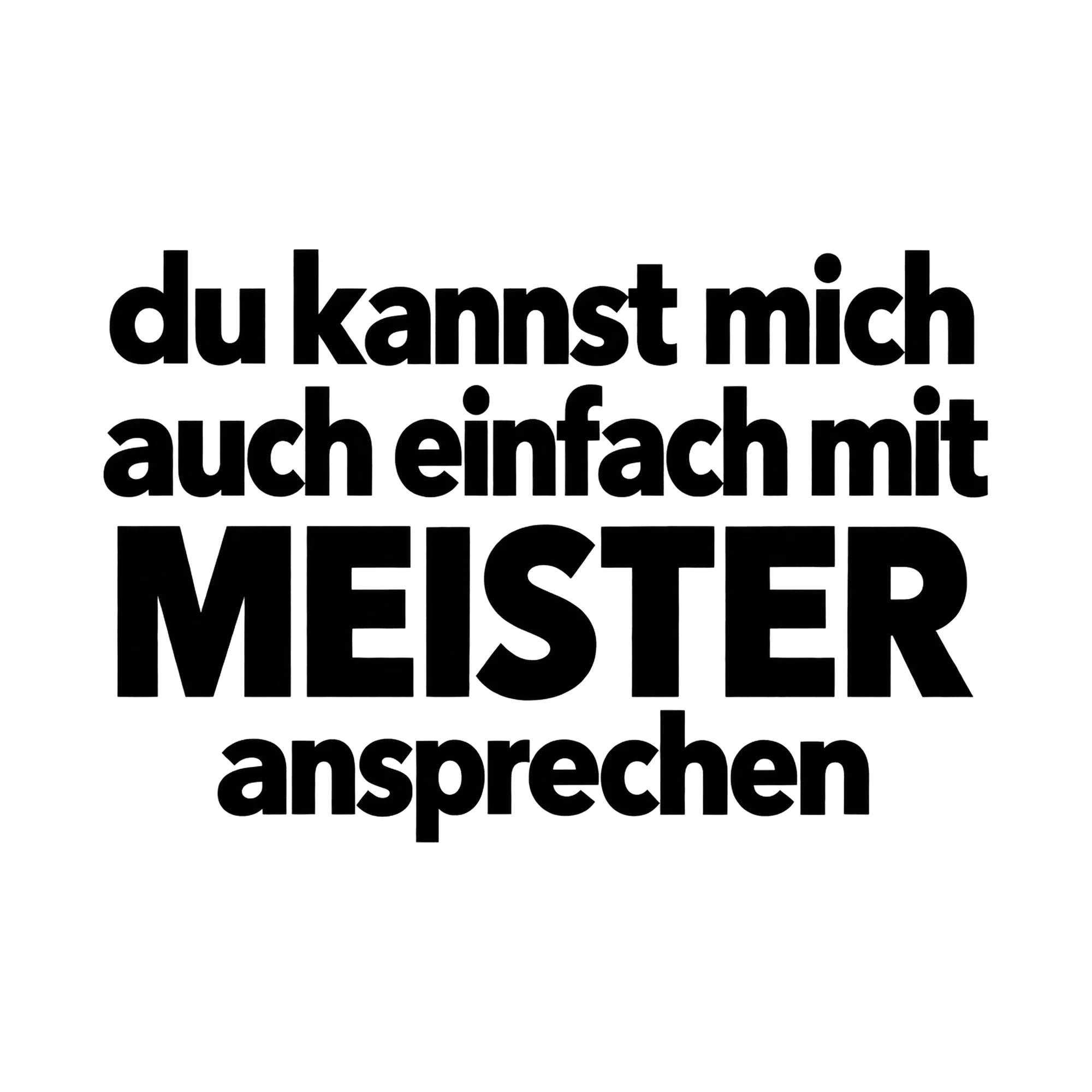 Bügelbild du kannst mich auch einfach mit MEISTER ansprechen, Lustiger Shirt Spruch als Grafik auf weißem Hintergrund (BB015715)