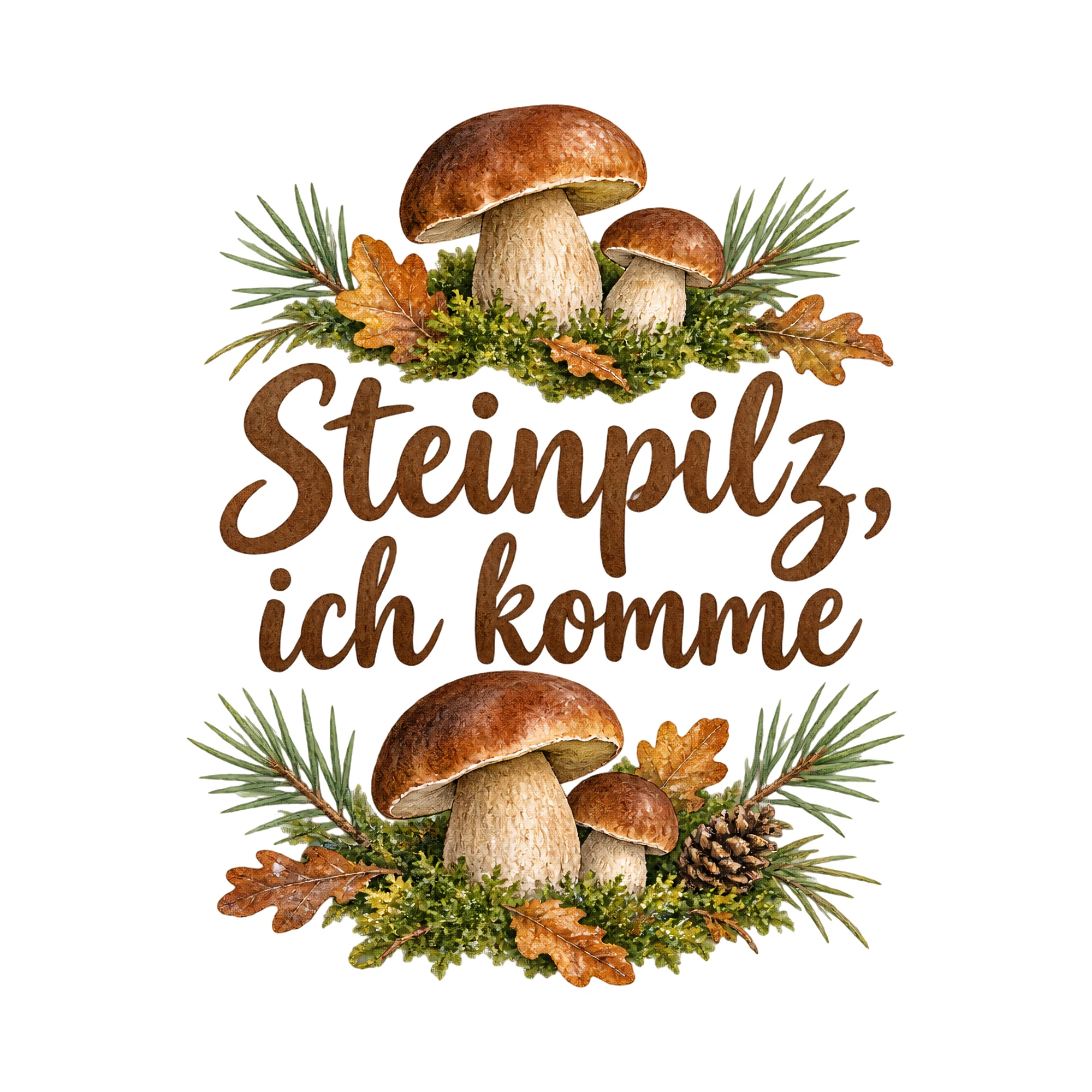 Bügelbild Steinpilz, ich komme als Grafik auf weißem Hintergrund (BB019341)