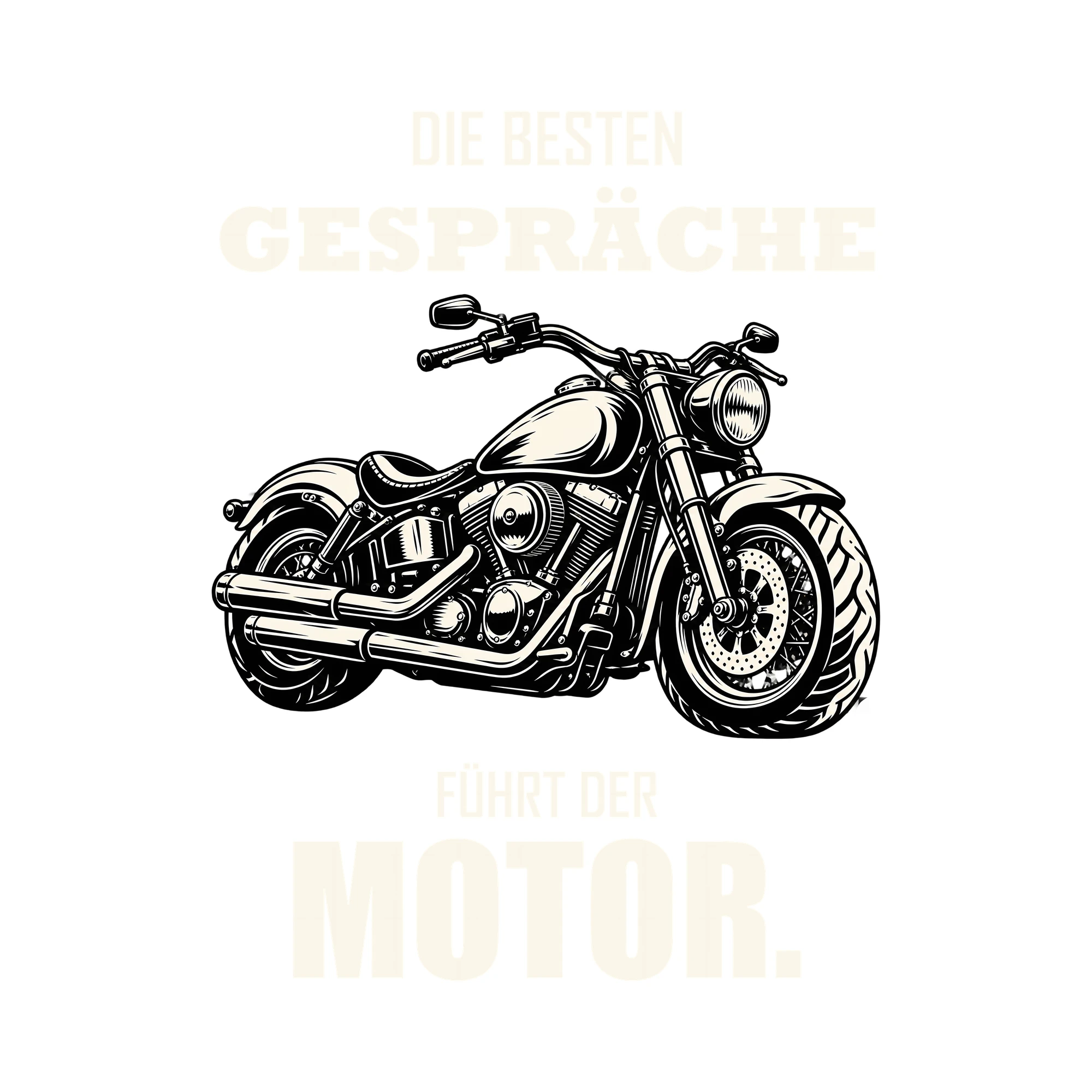 Bügelbild DIE BESTEN GESPRÄCHE FÜHRT DER MOTOR. als Grafik auf weißem Hintergrund (BB012741)