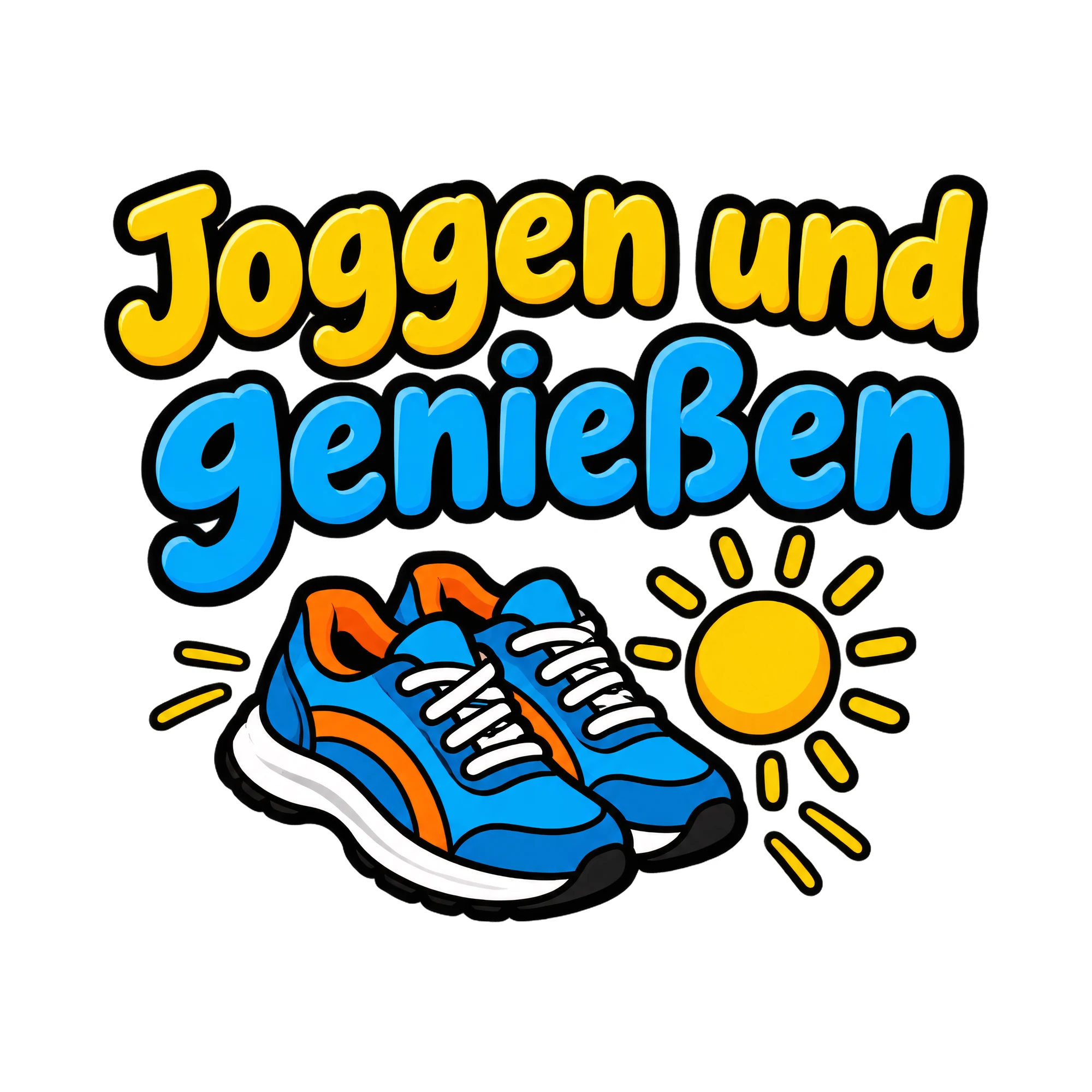 Bügelbild Joggen und genießen als Grafik auf weißem Hintergrund (BB018465)