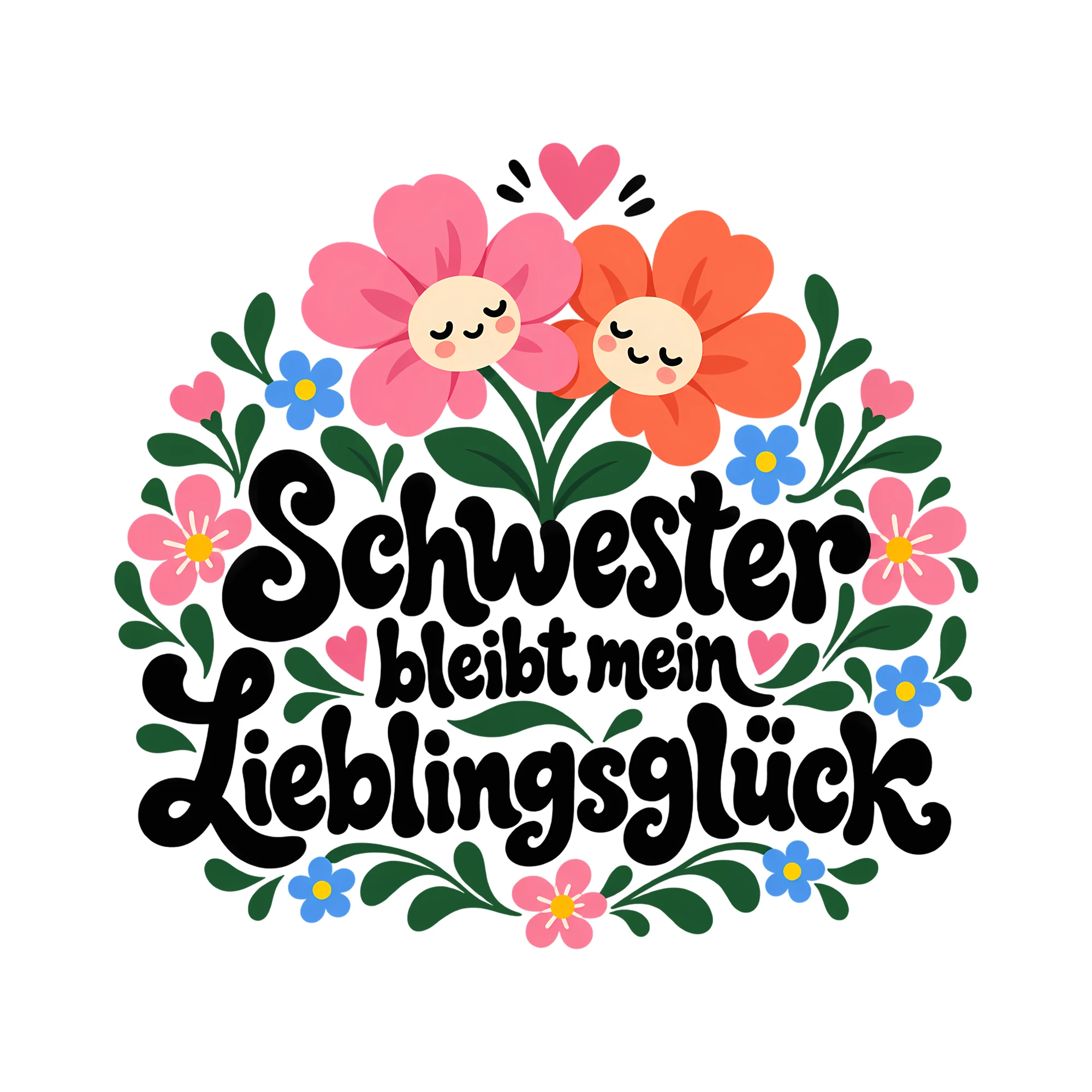 Bügelbild Schwester bleibt mein Lieblingsglück als Grafik auf weißem Hintergrund (BB013612)