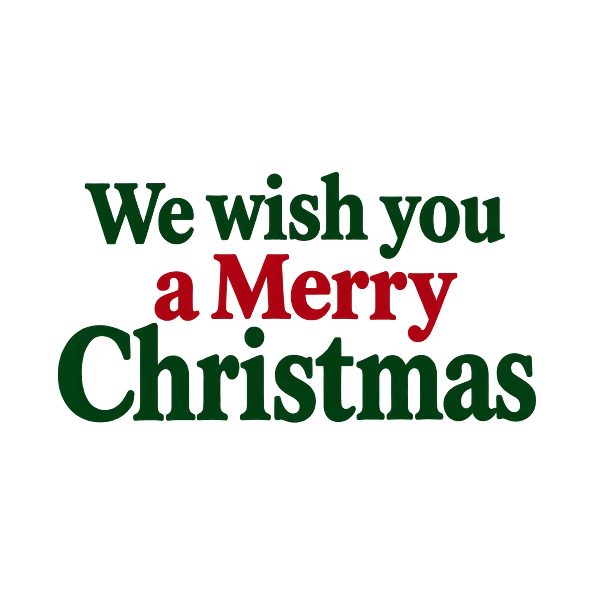 Bügelbild We wish you a Merry Christmas, Weihnachtspullover Spruch als Grafik auf weißem Hintergrund (BB014840)