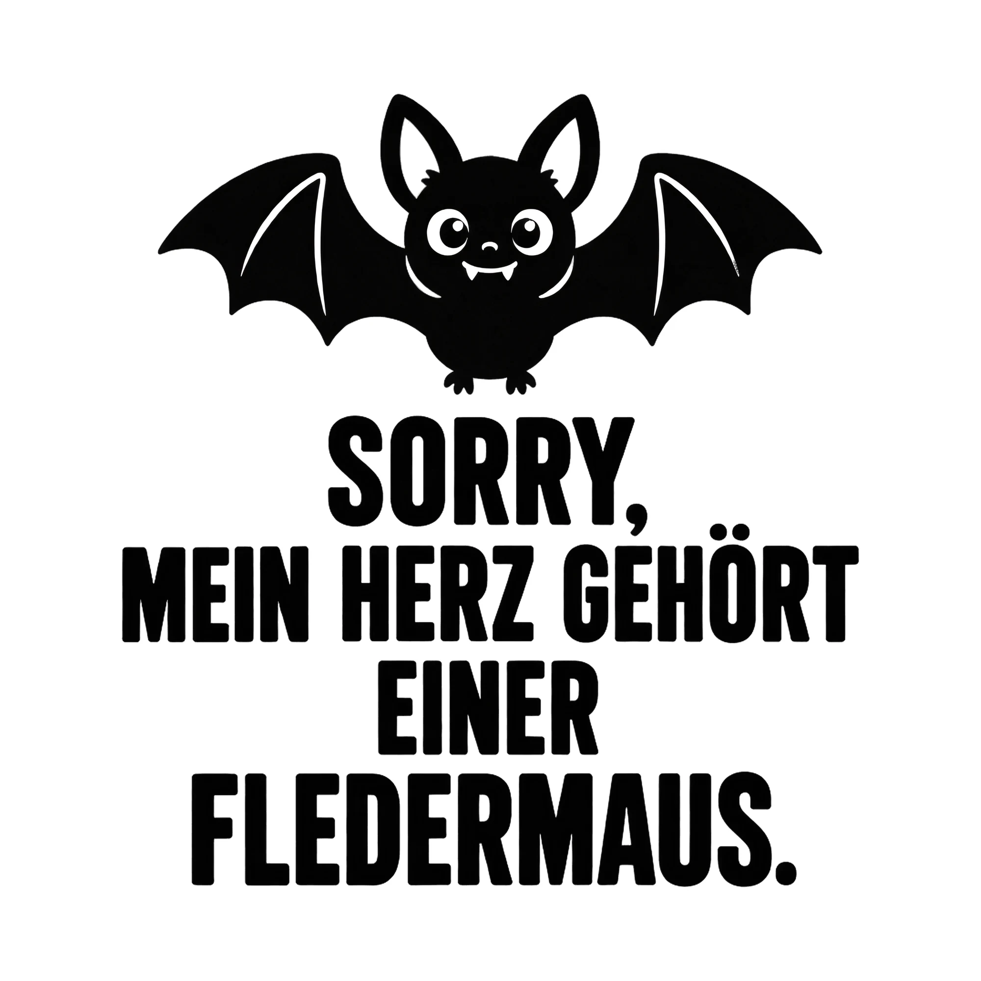 Bügelbild Sorry, mein Herz gehört einer Fledermaus., Halloween Shirt Spruch als Grafik auf weißem Hintergrund (BB017013)