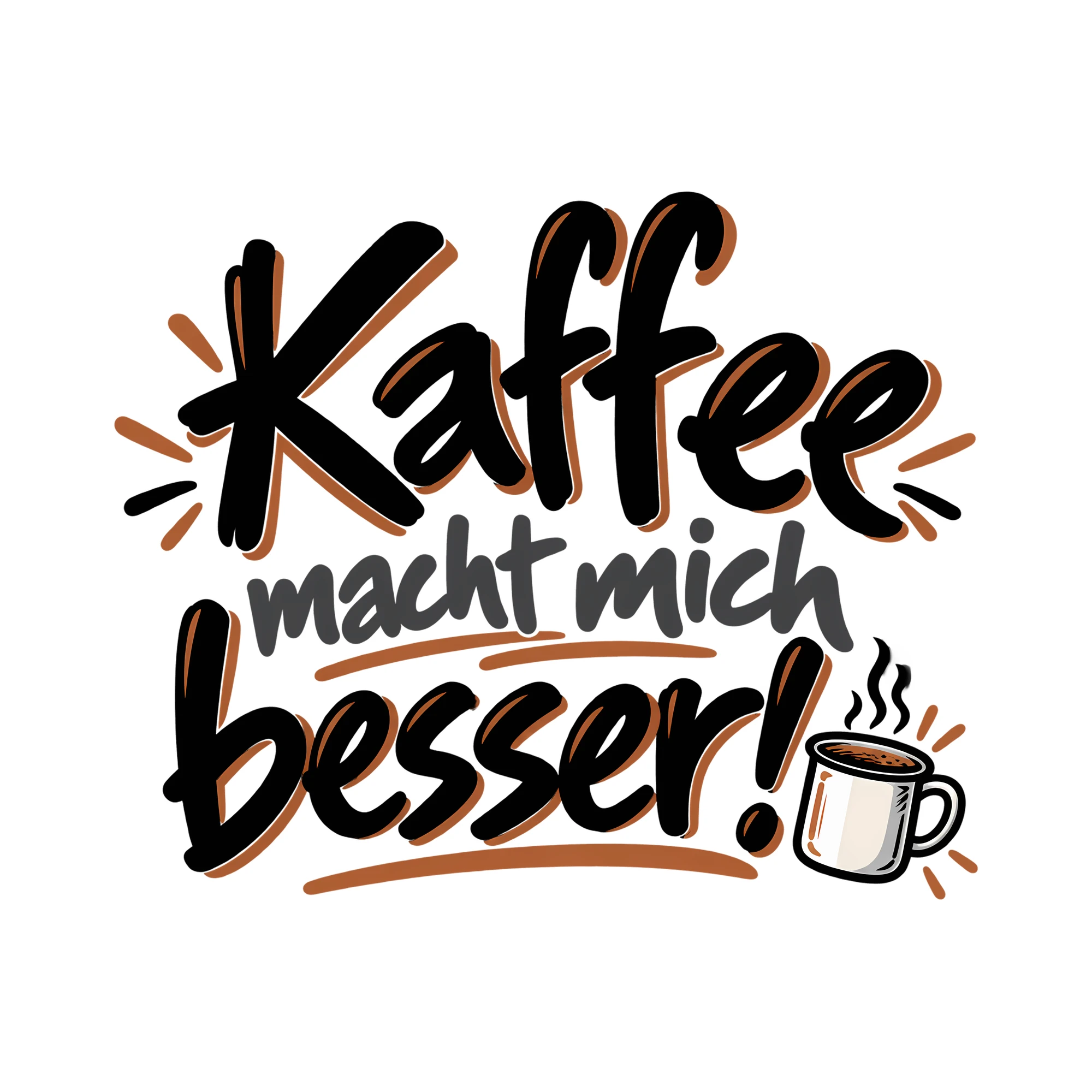 Bügelbild Kaffee macht mich besser! als Grafik auf weißem Hintergrund (BB012103)