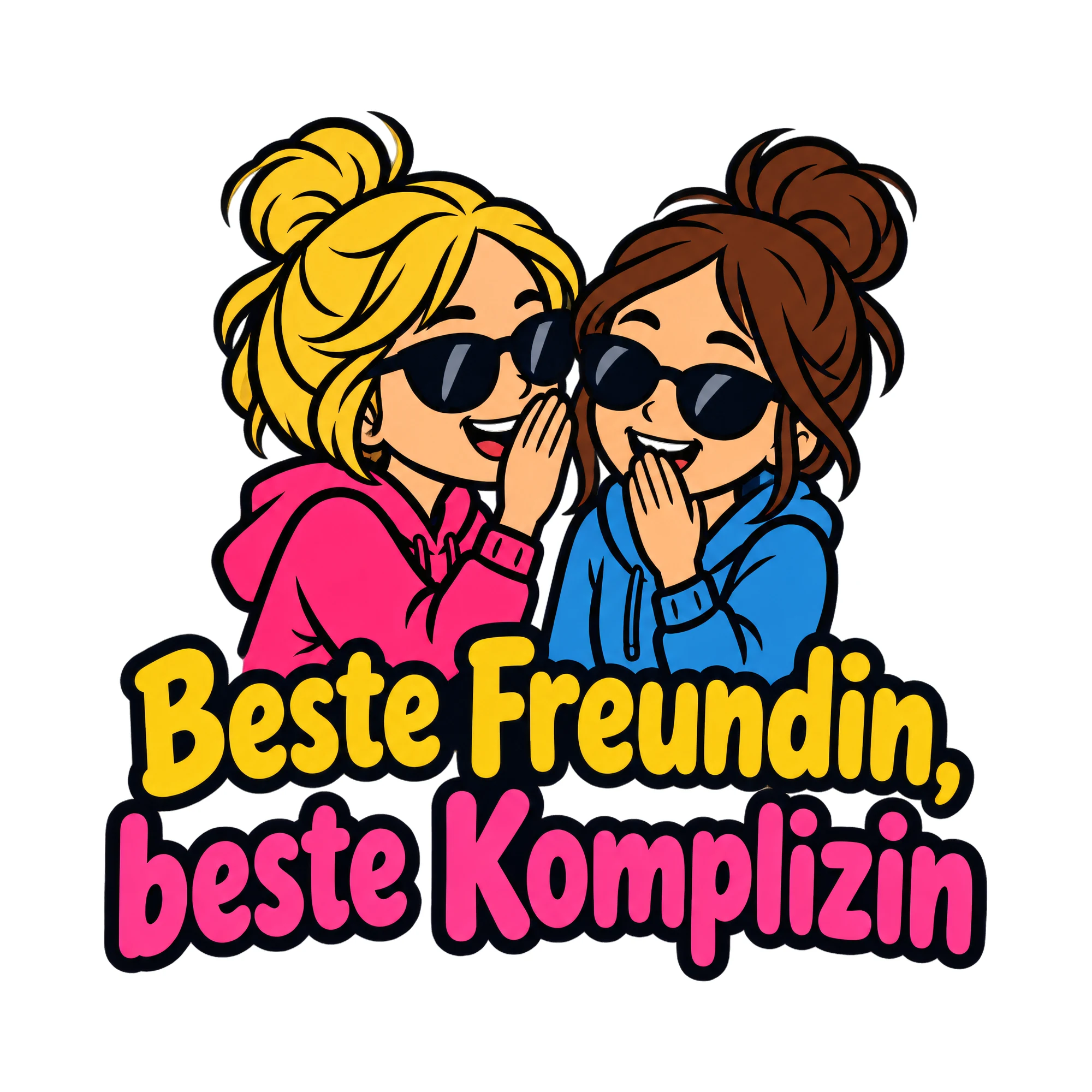 Bügelbild Beste Freundin, beste Komplizin als Grafik auf weißem Hintergrund (BB019112)