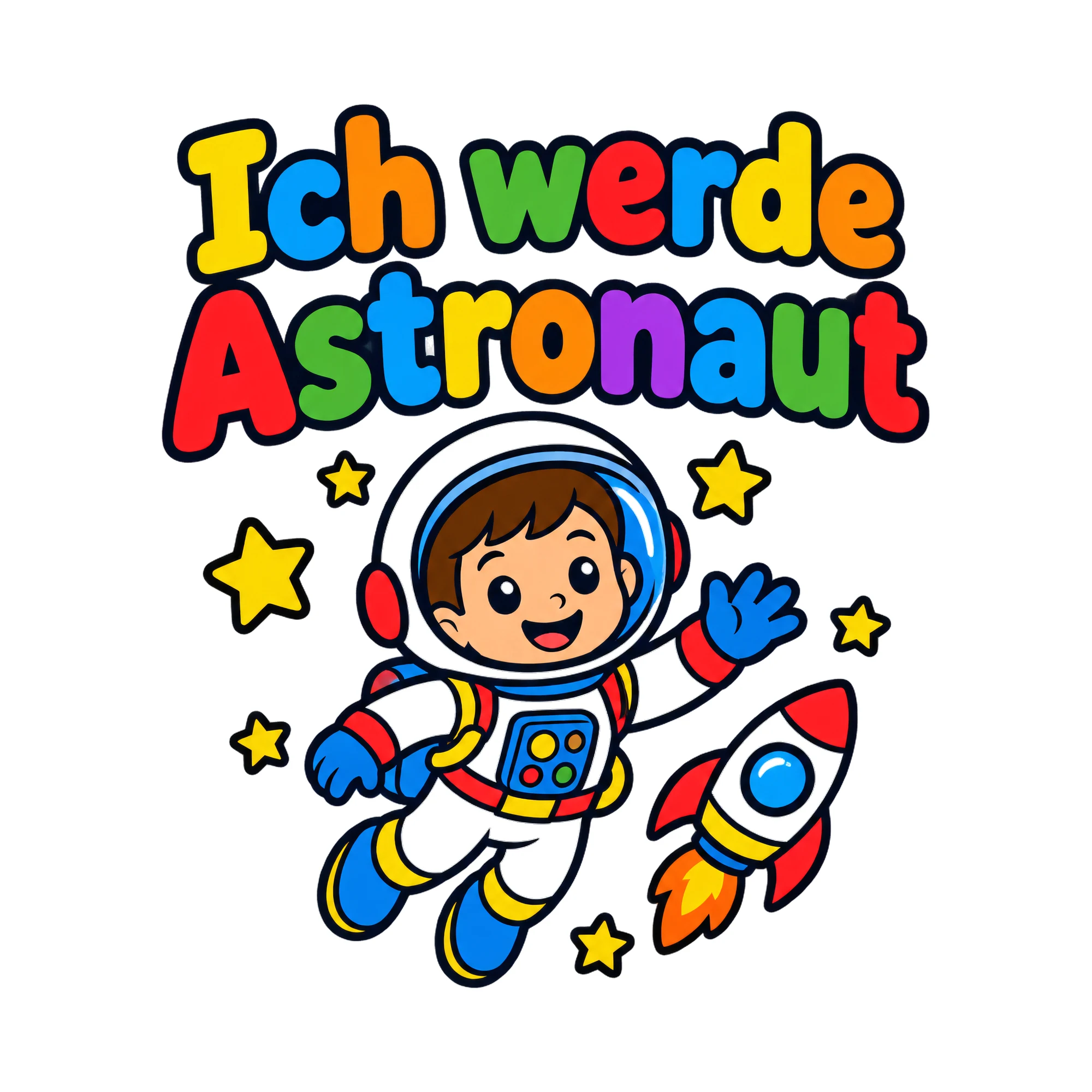 Bügelbild Ich werde Astronaut als Grafik auf weißem Hintergrund (BB018724)