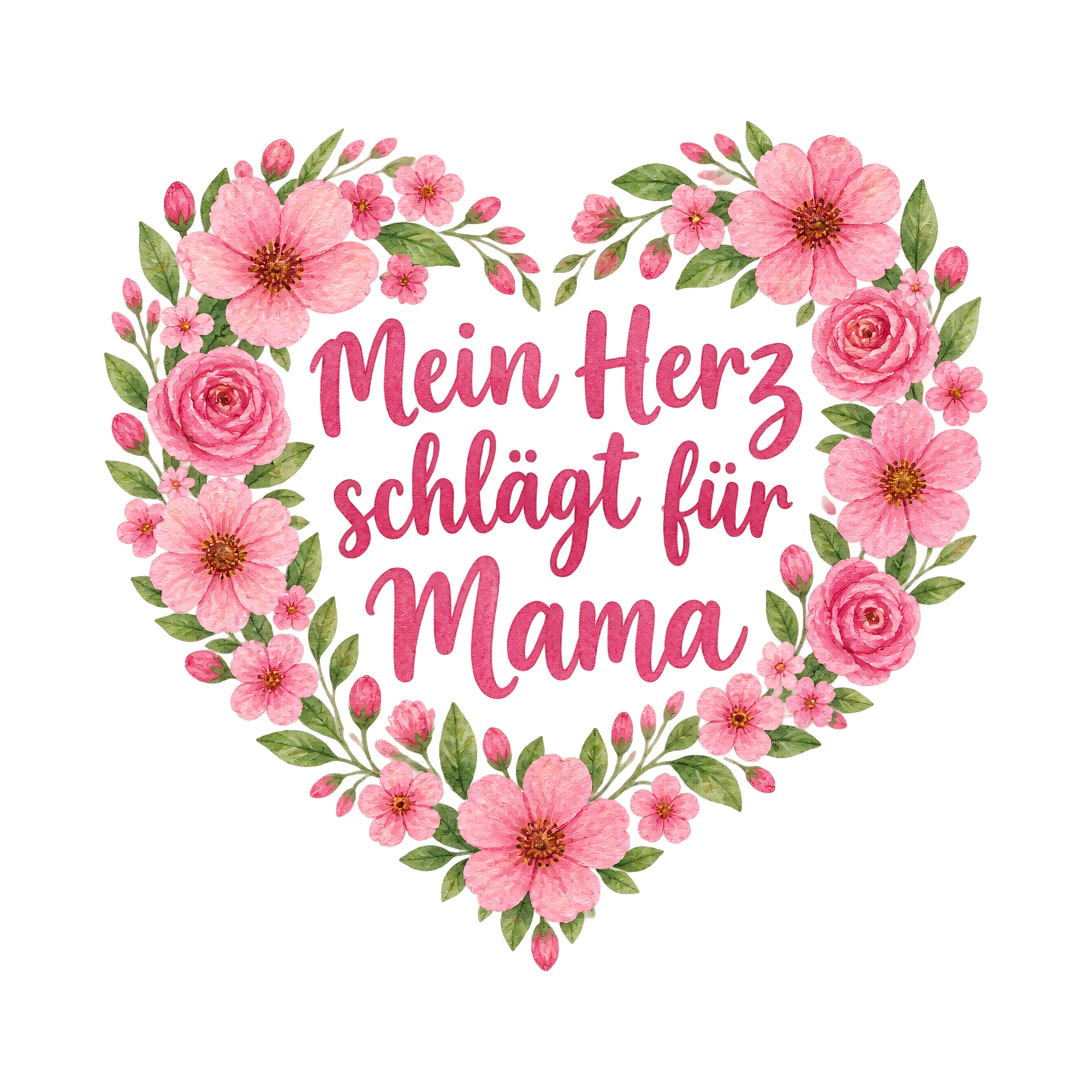 Bügelbild Mein Herz schlägt für Mama, Mama Papa Shirt Spruch als Grafik auf weißem Hintergrund (BB016432)