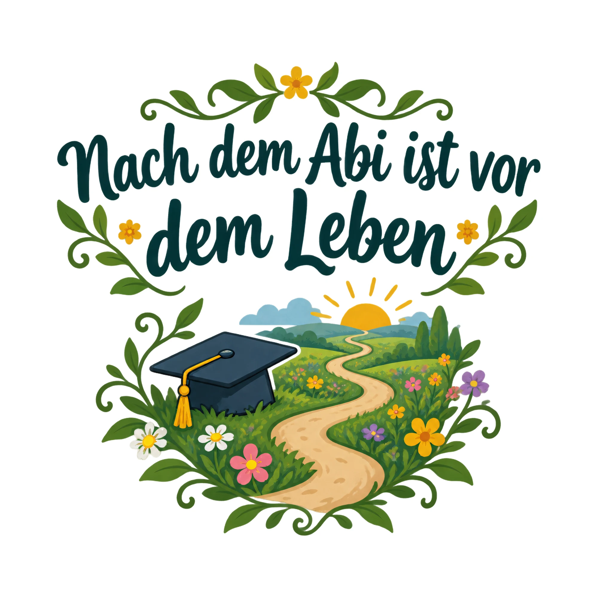 Bügelbild Nach dem Abi ist vor dem Leben, Abi Shirt Spruch als Grafik auf weißem Hintergrund (BB020152)