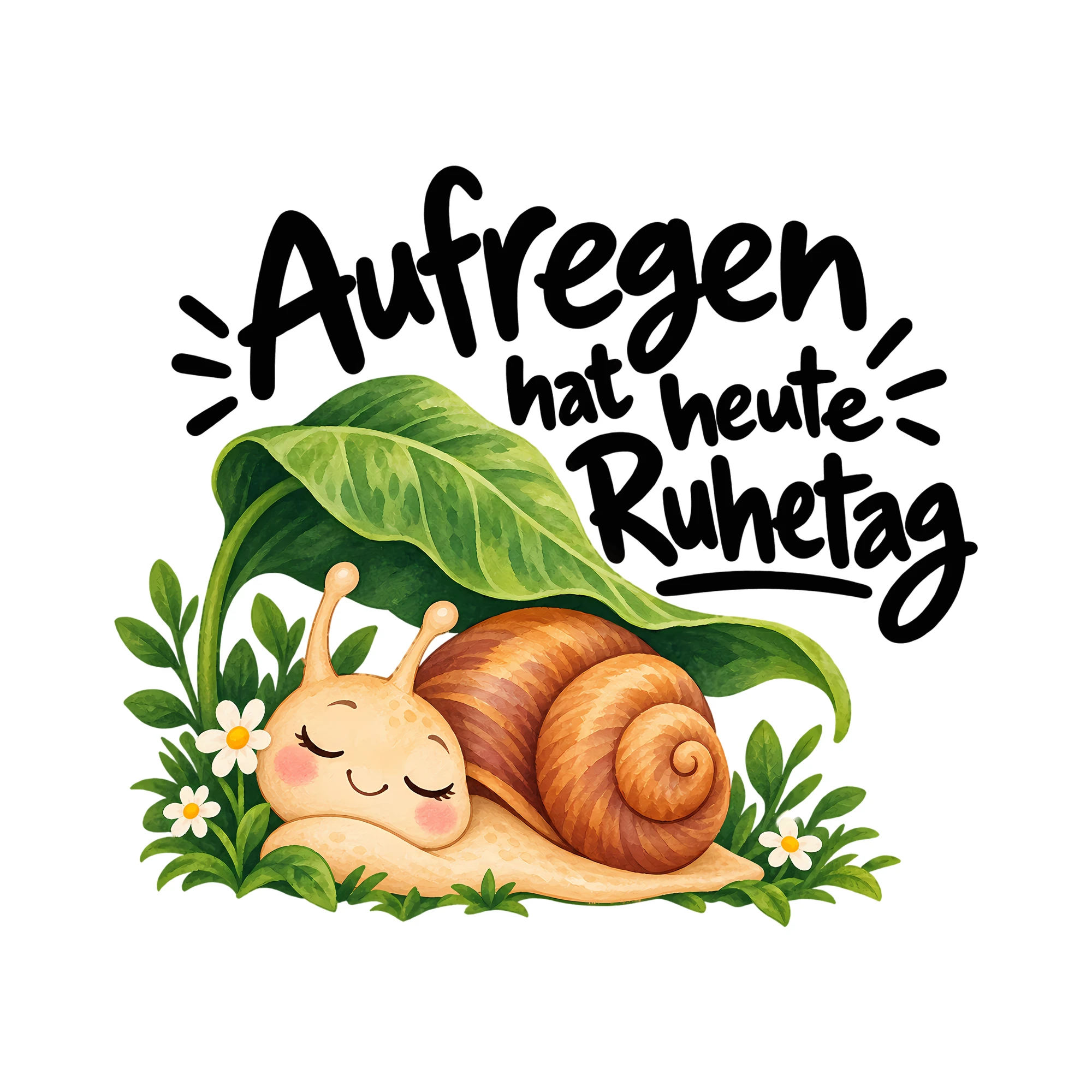 Bügelbild Aufregen hat heute Ruhetag als Grafik auf weißem Hintergrund (BB013454)