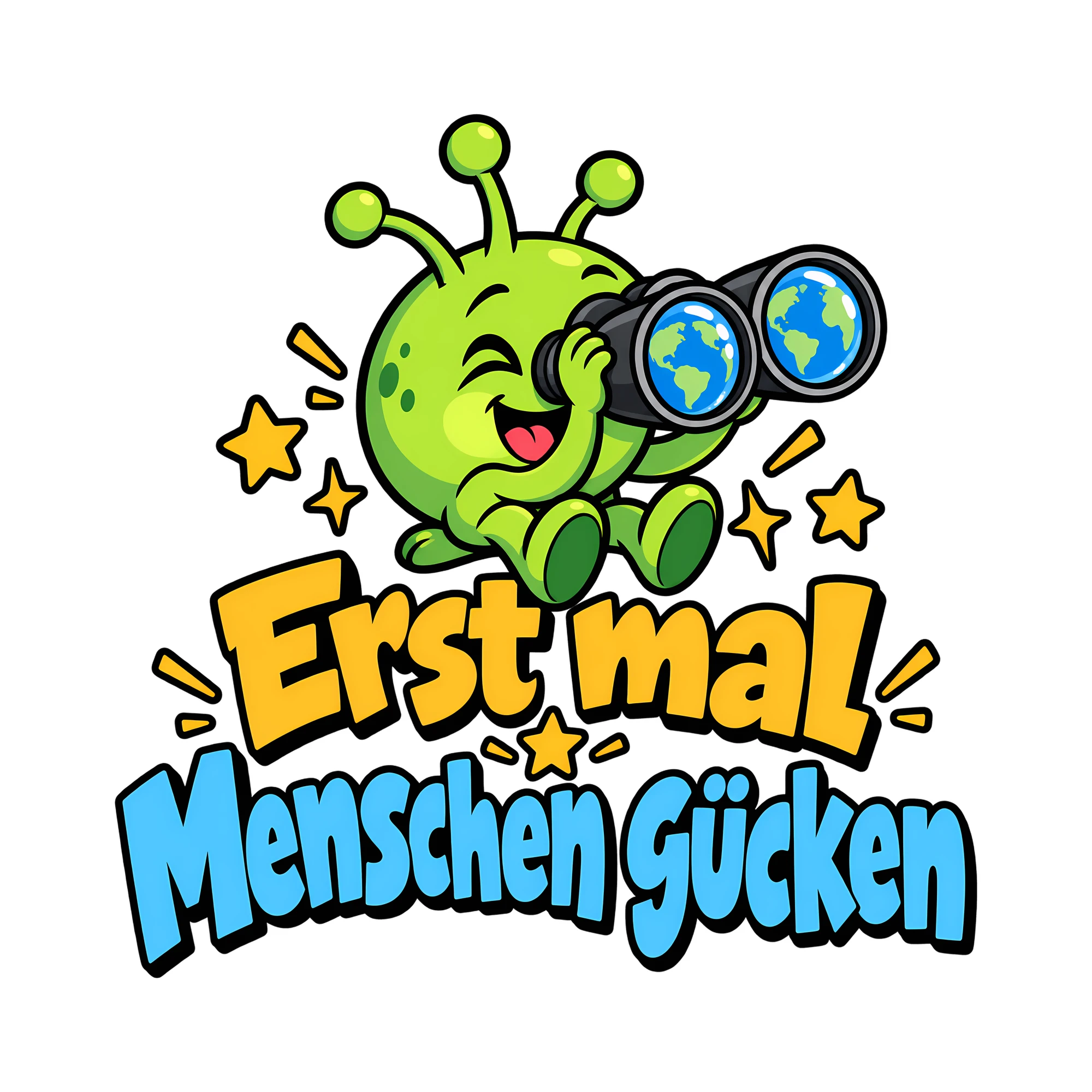 Bügelbild Erst mal Menschen gucken als Grafik auf weißem Hintergrund (BB014347)
