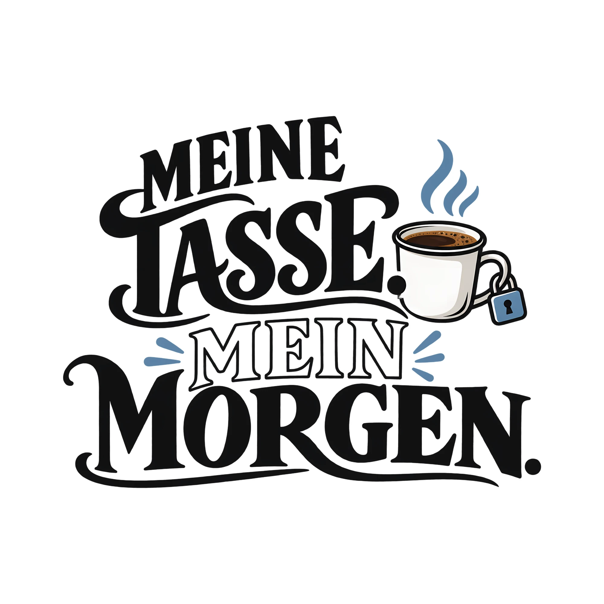 Bügelbild MEINE TASSE. MEIN MORGEN. als Grafik auf weißem Hintergrund (BB012072)
