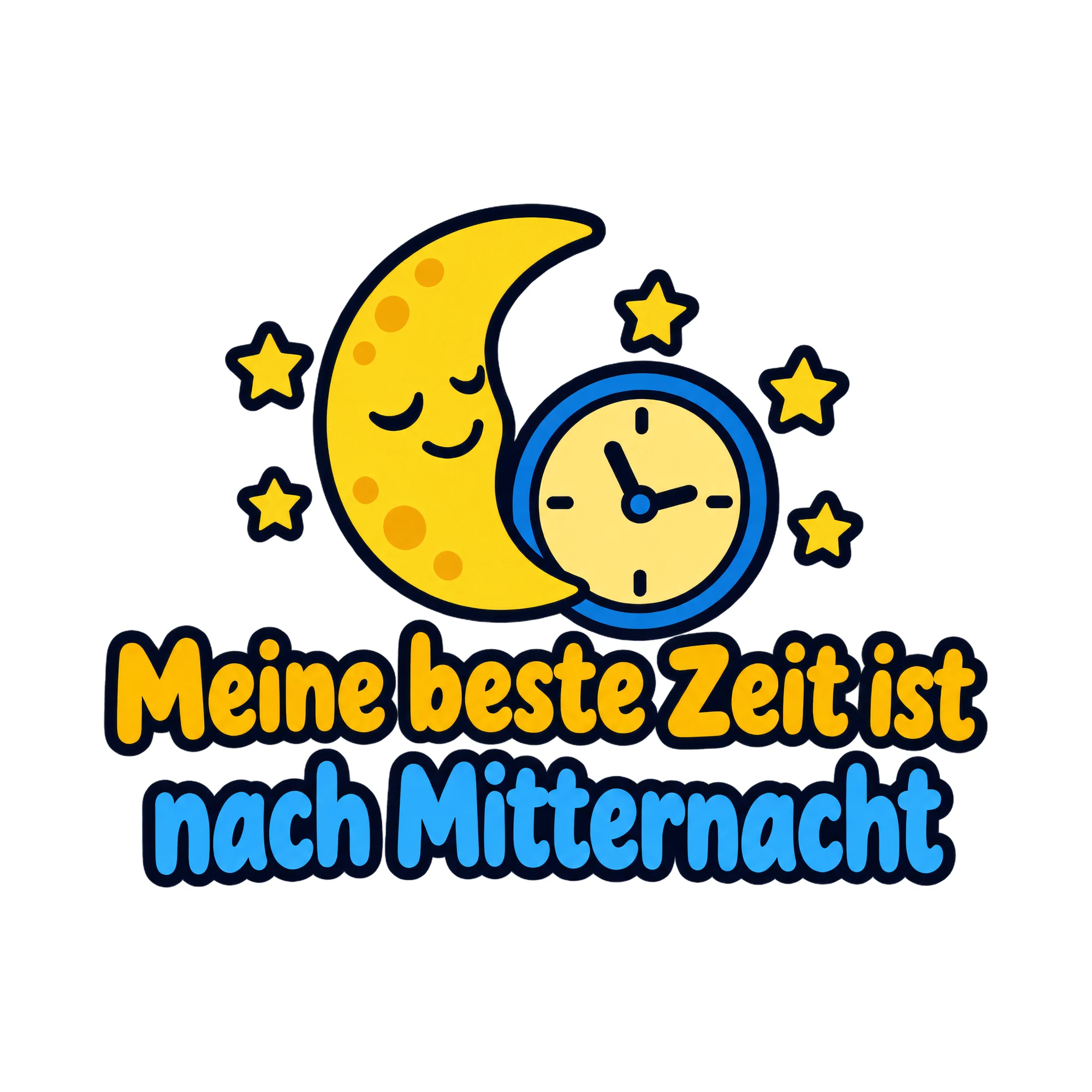 Bügelbild Meine beste Zeit ist nach Mitternacht als Grafik auf weißem Hintergrund (BB019869)