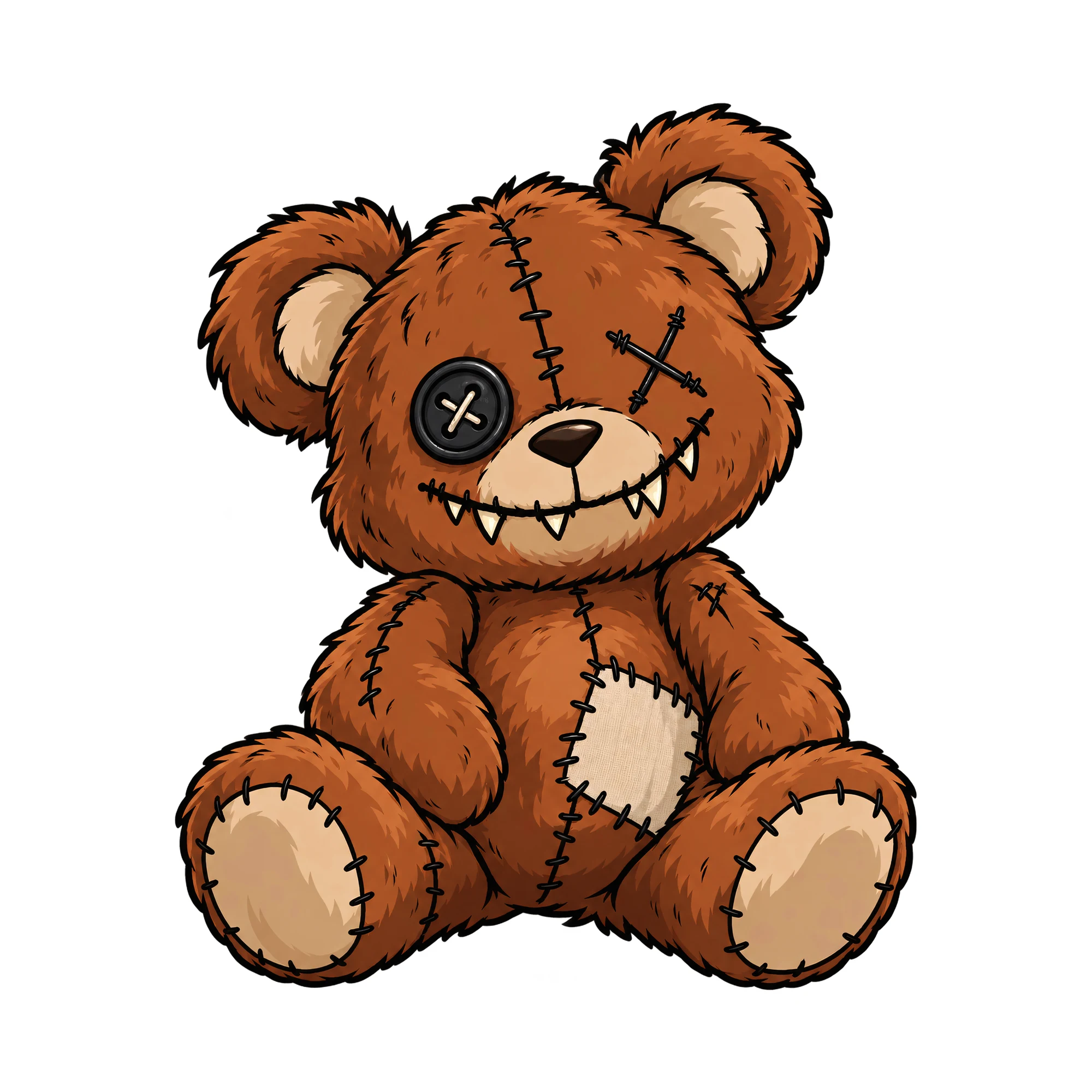Bügelbild Horrorteddy, Lustiger Shirt Motiv als Grafik auf weißem Hintergrund (BB015808)