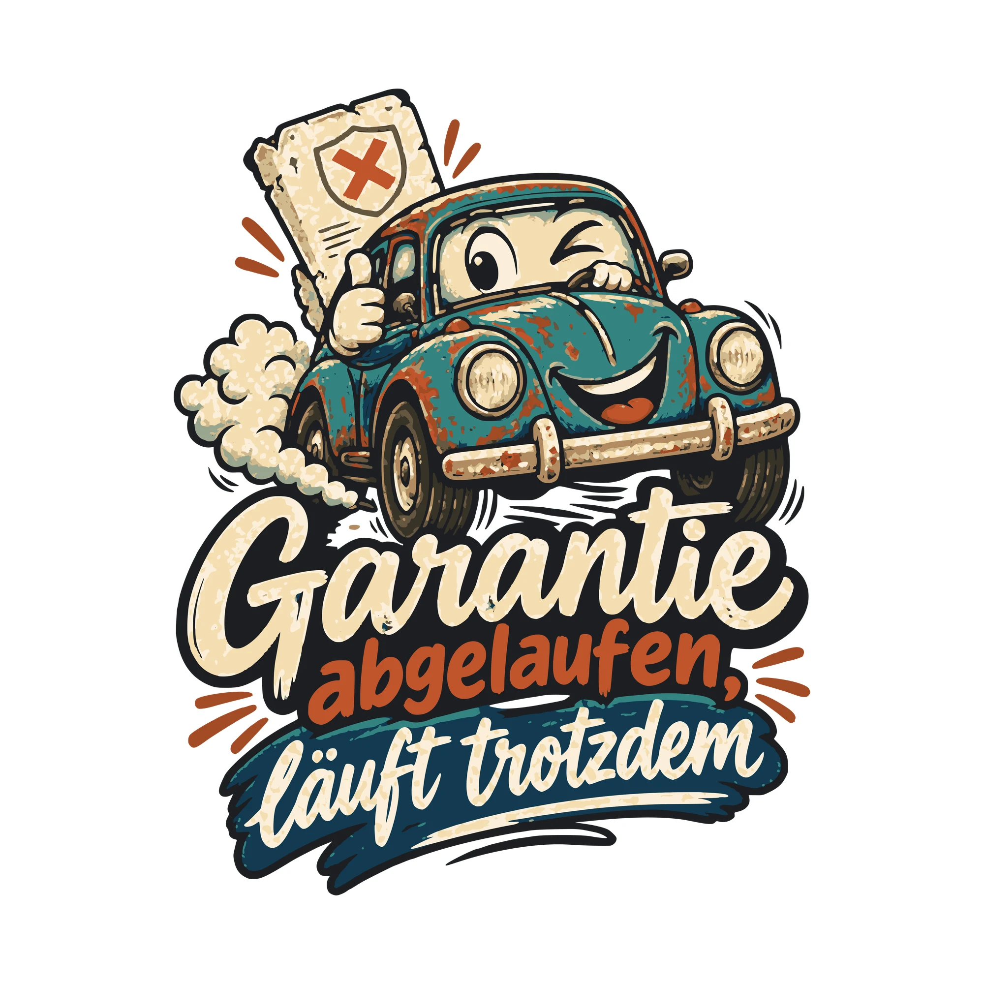 Bügelbild Garantie abgelaufen, läuft trotzdem als Grafik auf weißem Hintergrund (BB011226)