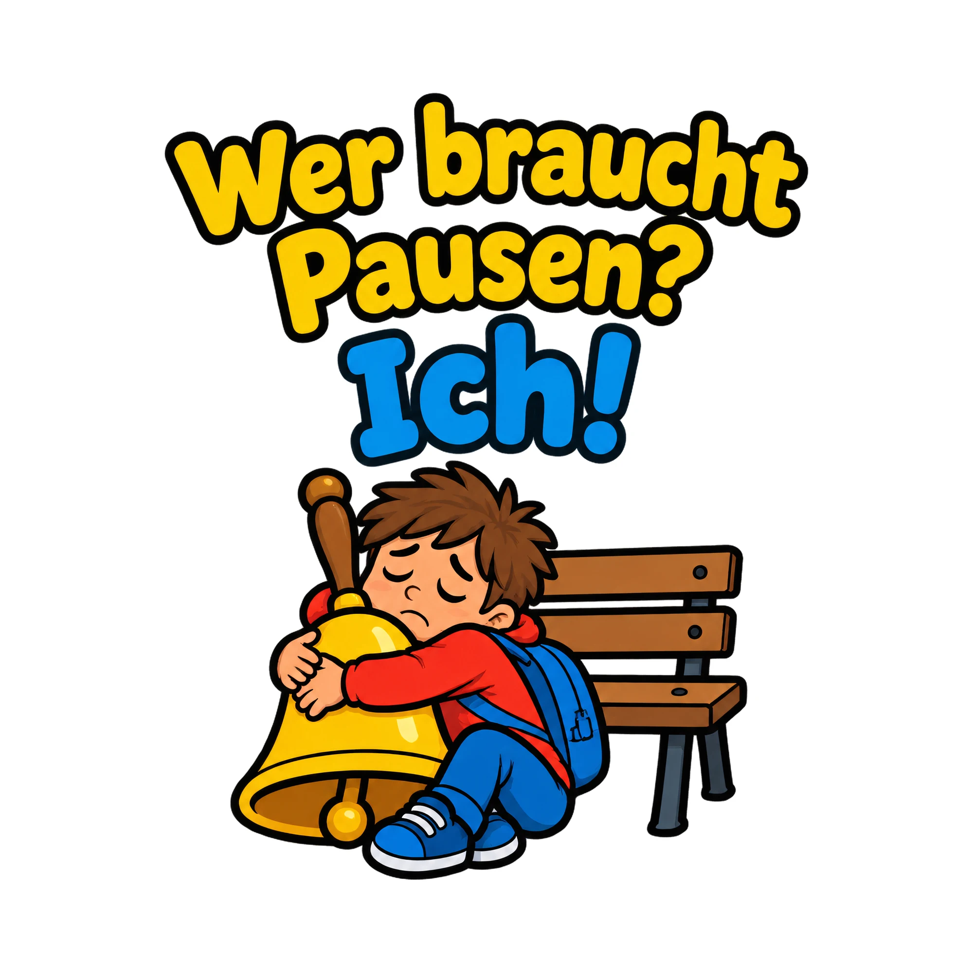 Bügelbild Wer braucht Pausen? Ich!, Lustiger Shirt Spruch als Grafik auf weißem Hintergrund (BB020127)
