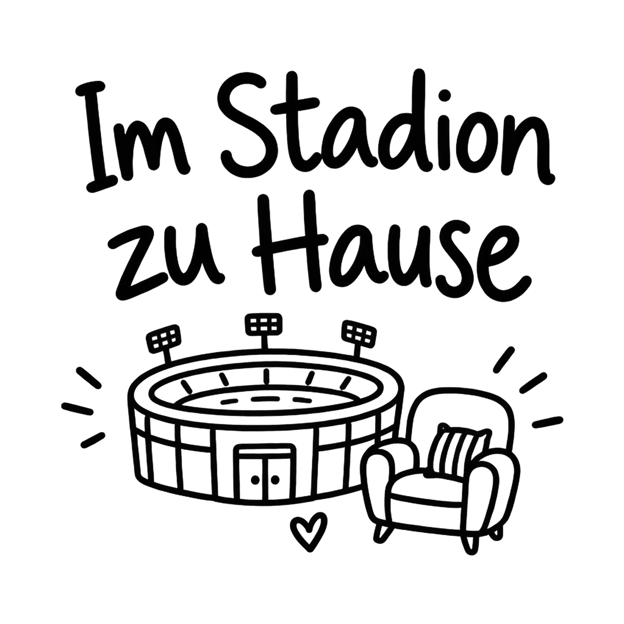 Bügelbild Im Stadion zu Hause als Grafik auf weißem Hintergrund (BB020518)