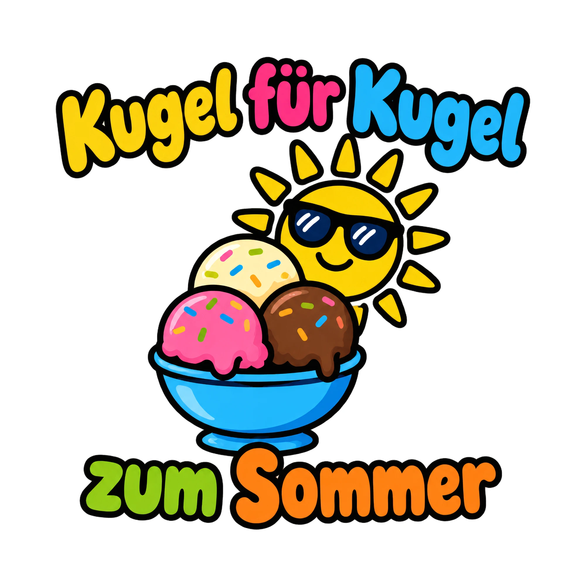 Bügelbild Kugel für Kugel zum Sommer als Grafik auf weißem Hintergrund (BB019652)