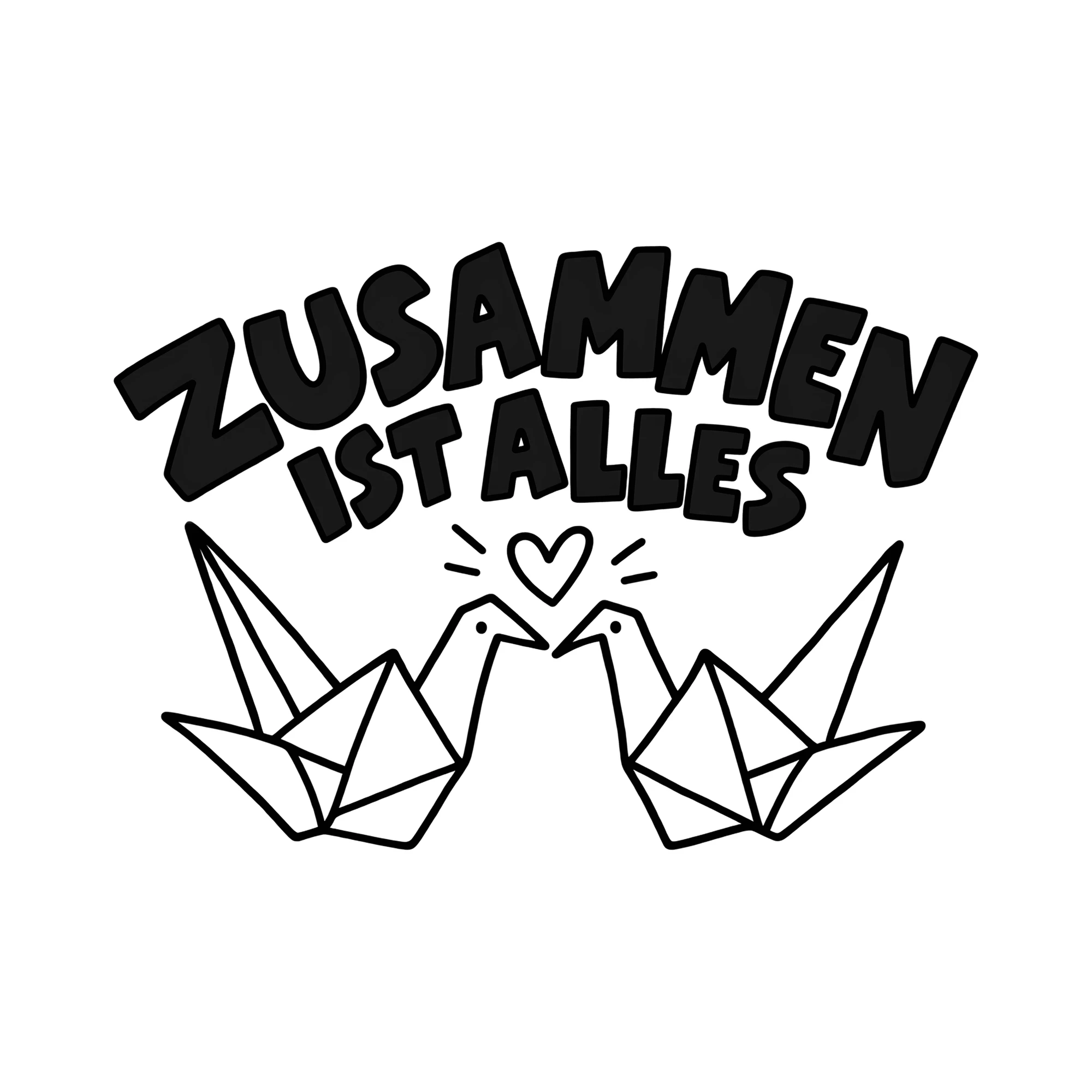 Bügelbild Zusammen ist alles als Grafik auf weißem Hintergrund (BB013386)
