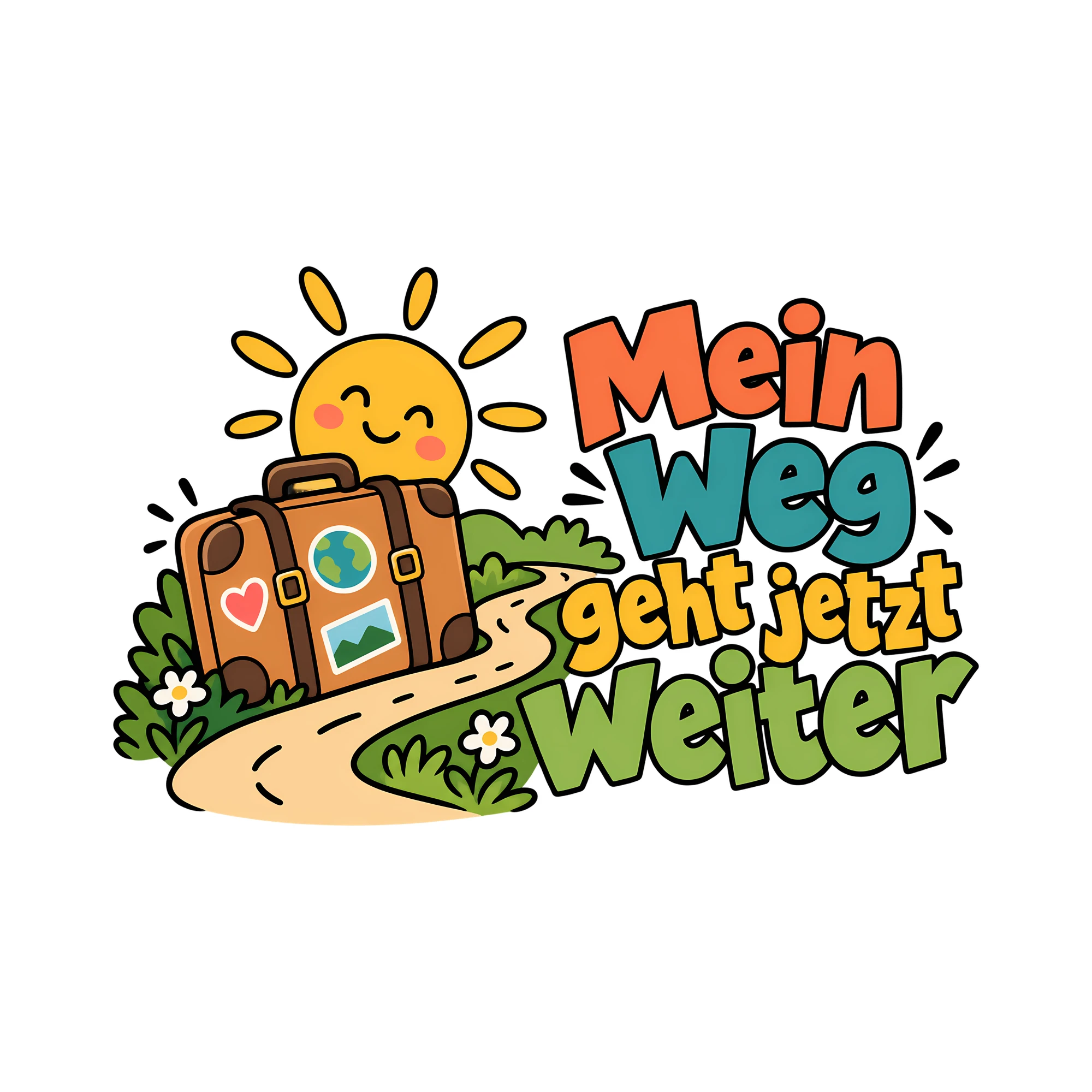 Bügelbild Mein Weg geht jetzt weiter als Grafik auf weißem Hintergrund (BB014369)