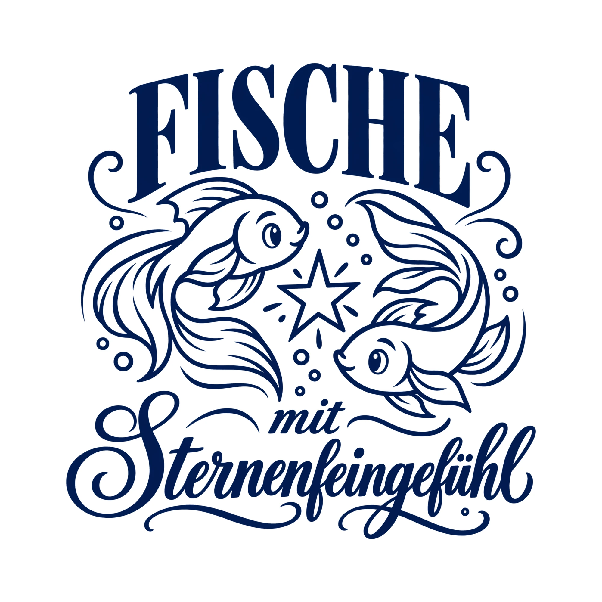 Bügelbild Fische mit Sternenfeingefühl als Grafik auf weißem Hintergrund (BB014558)