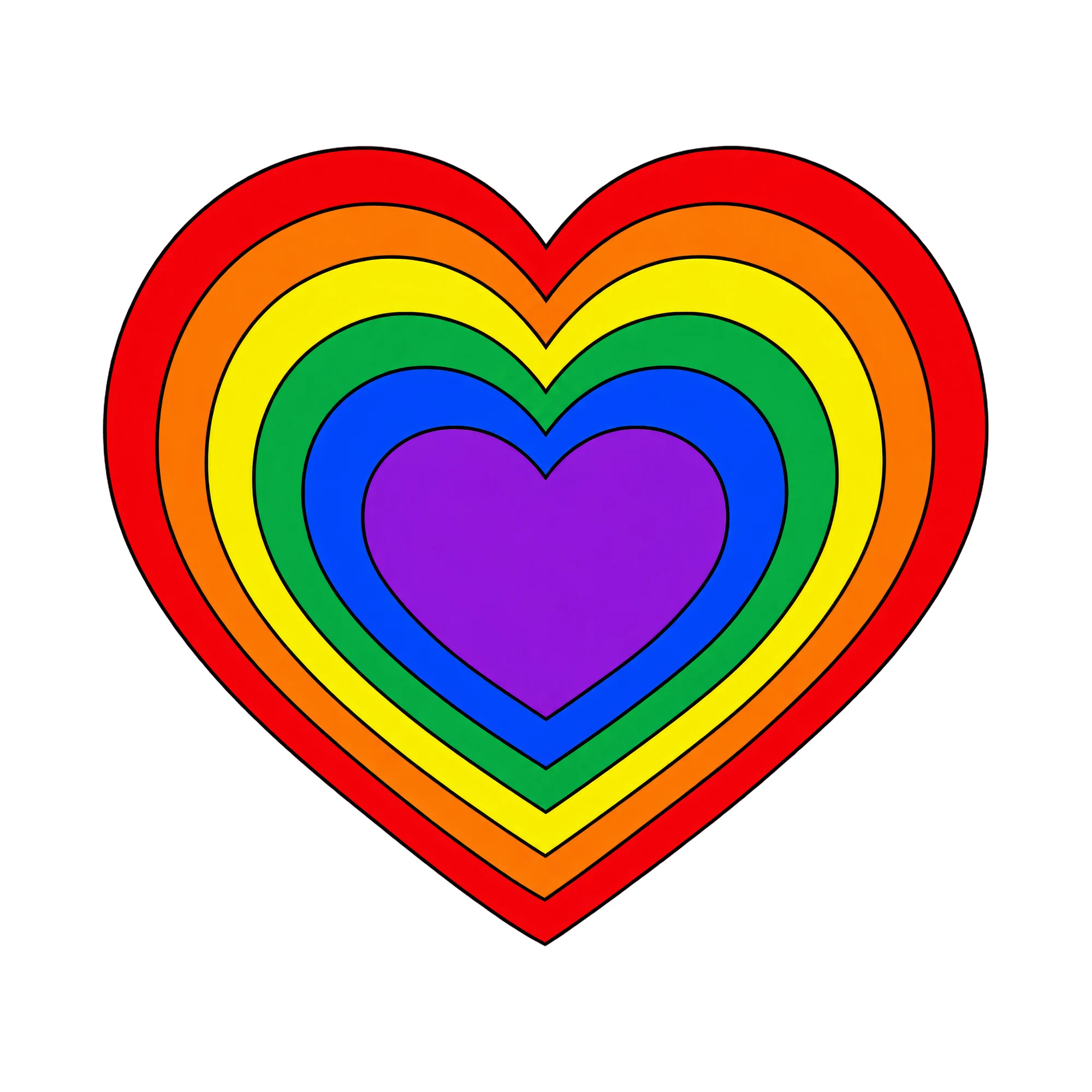 Bügelbild Love Rainbow Heart, Lustiger Shirt Motiv als Grafik auf weißem Hintergrund (BB015483)