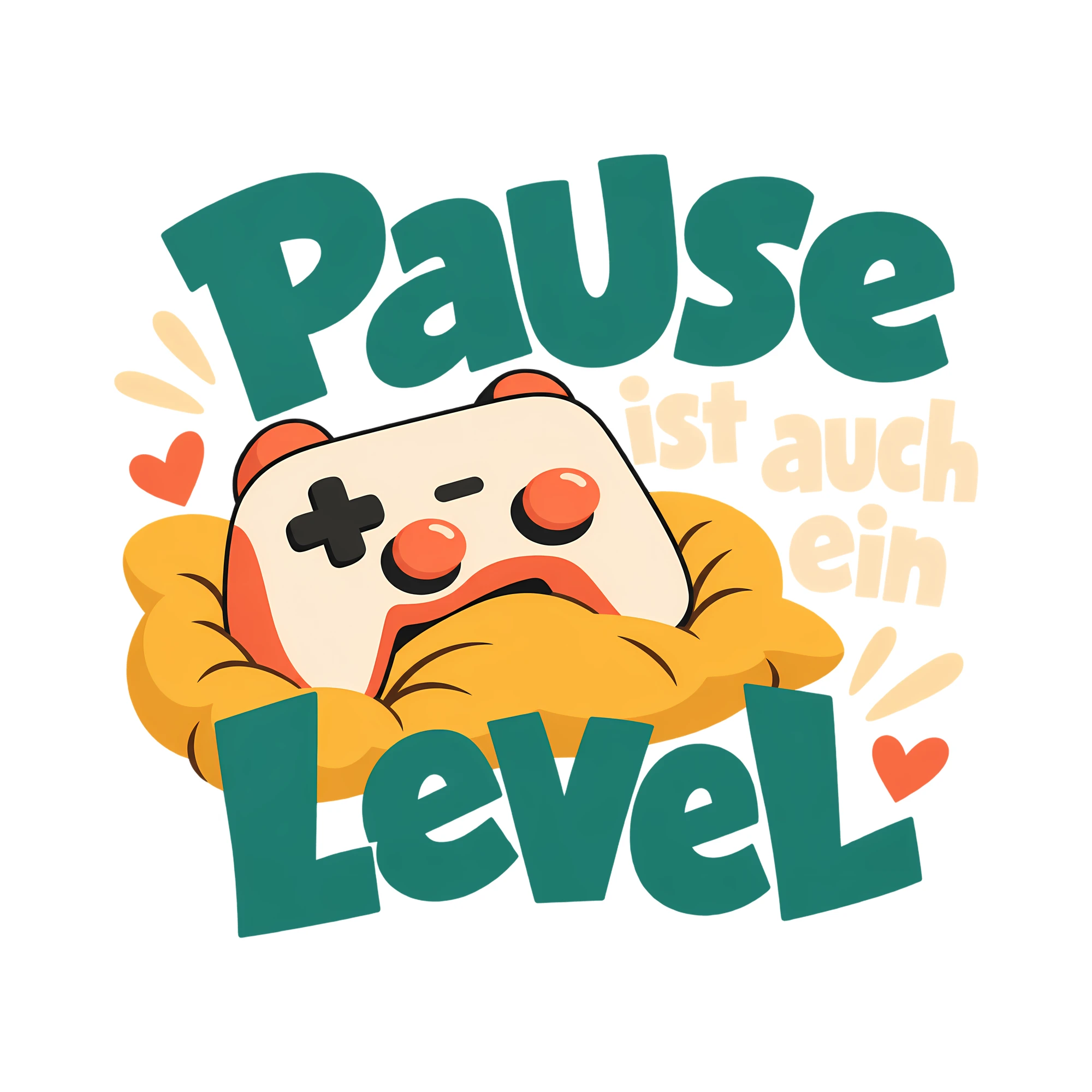 Bügelbild Pause ist auch ein Level als Grafik auf weißem Hintergrund (BB012980)