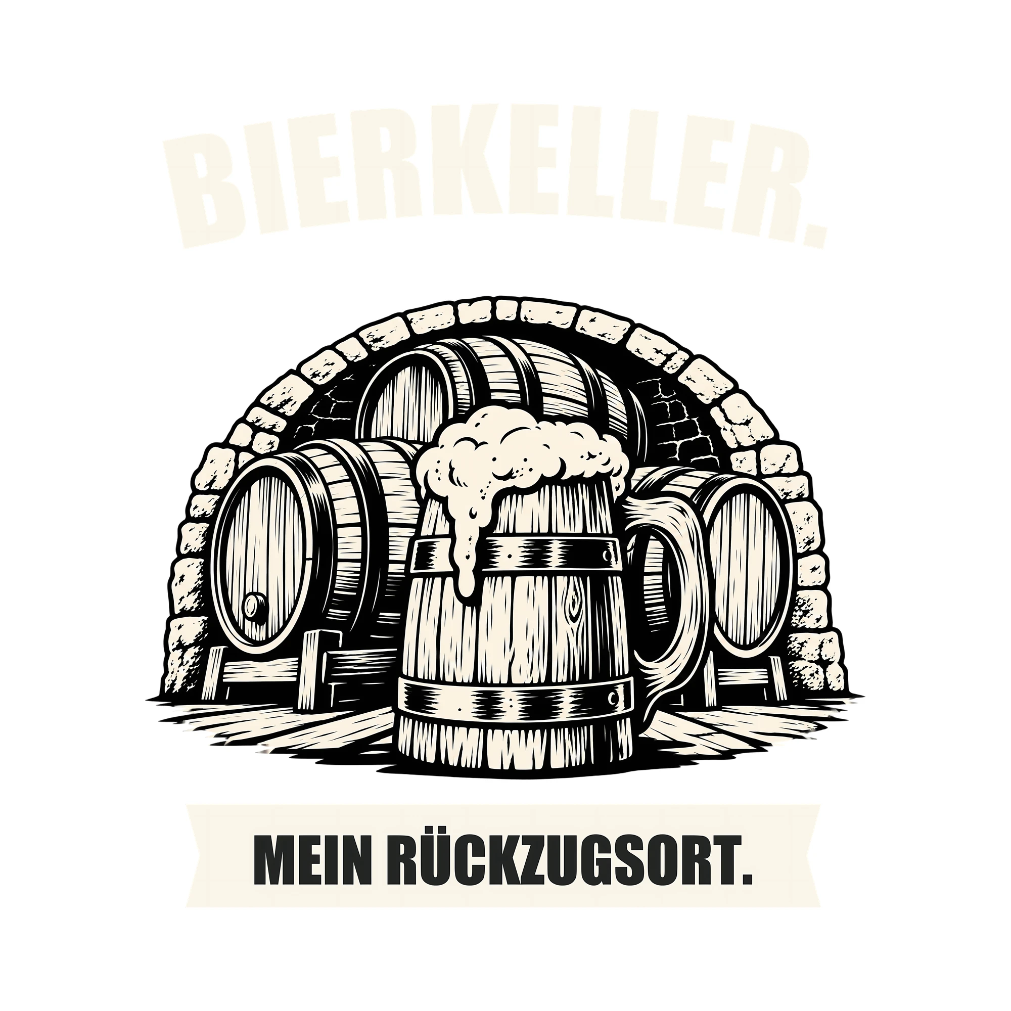 Bügelbild BIERKELLER. MEIN RÜCKZUGSORT. als Grafik auf weißem Hintergrund (BB011844)