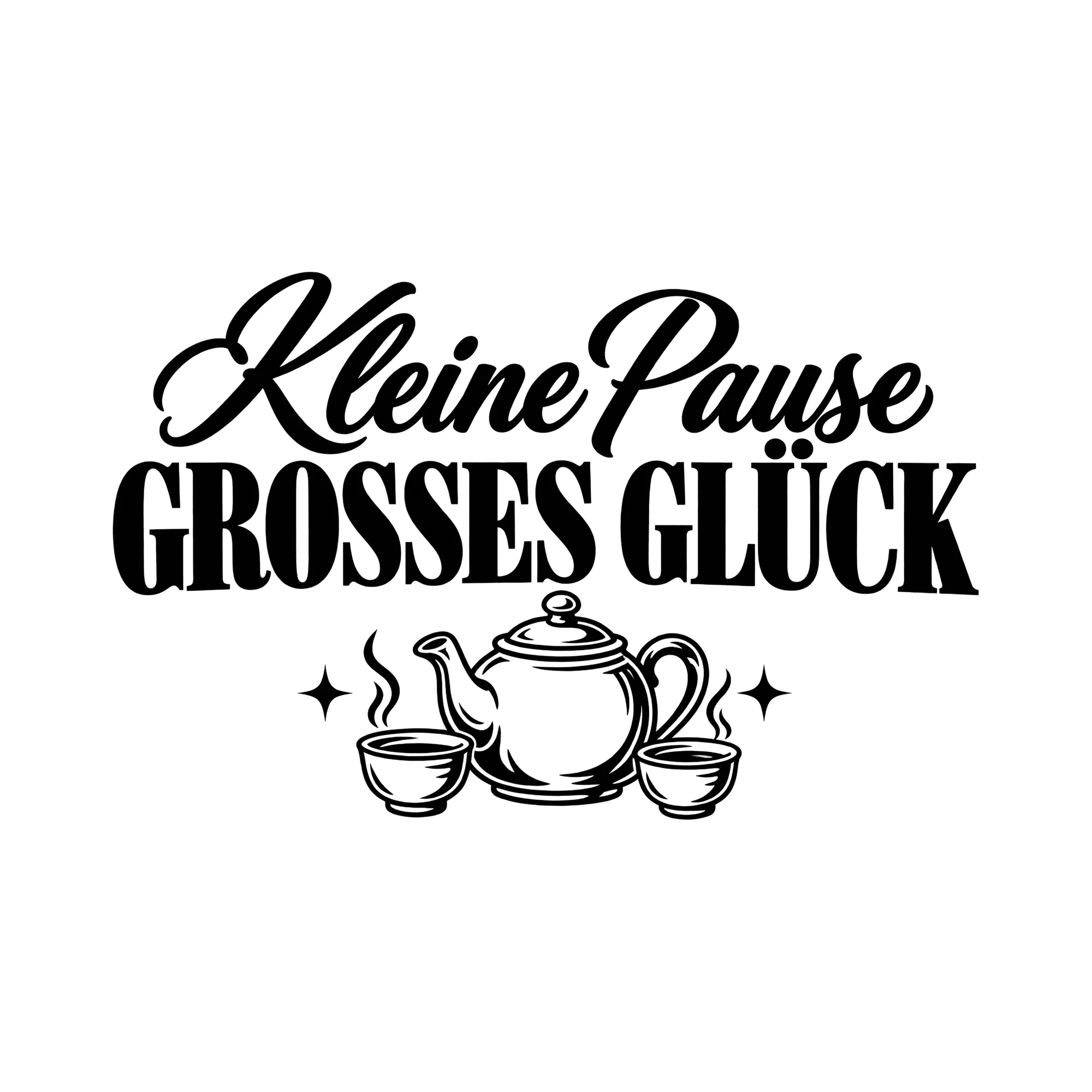 Bügelbild Kleine Pause · GROSSES GLÜCK als Grafik auf weißem Hintergrund (BB014075)