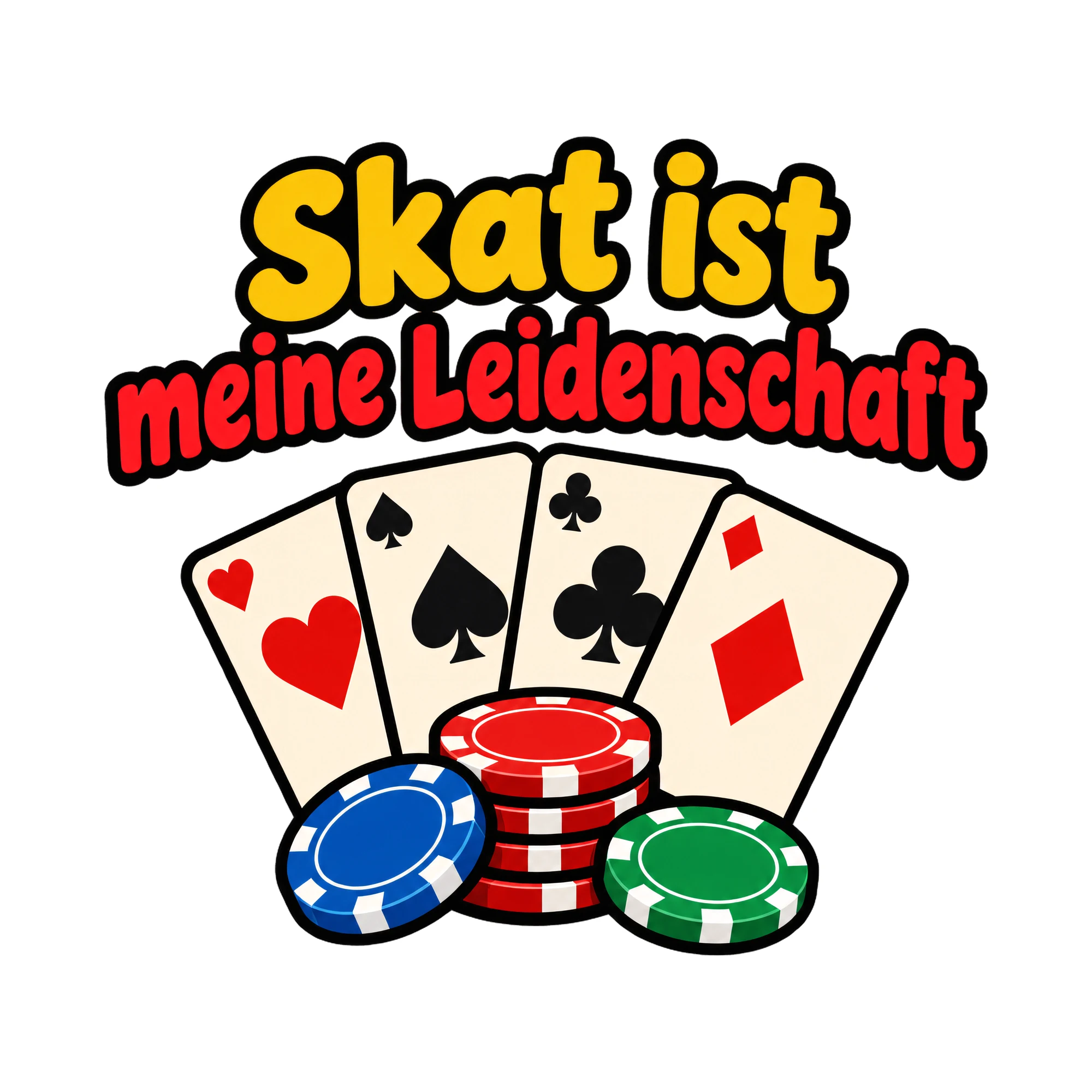 Bügelbild Skat ist meine Leidenschaft als Grafik auf weißem Hintergrund (BB018656)
