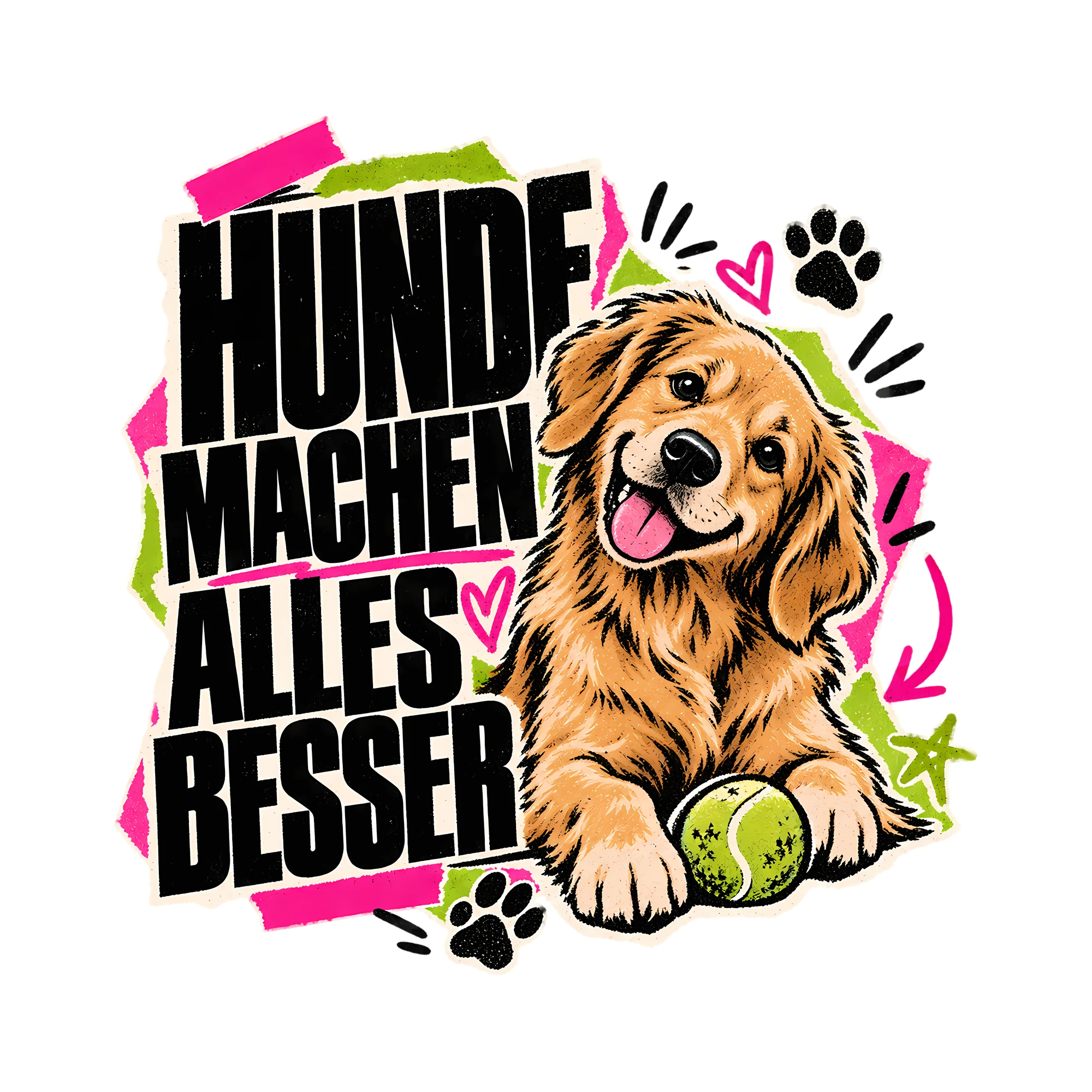 Bügelbild Hunde machen alles besser als Grafik auf weißem Hintergrund (BB012857)