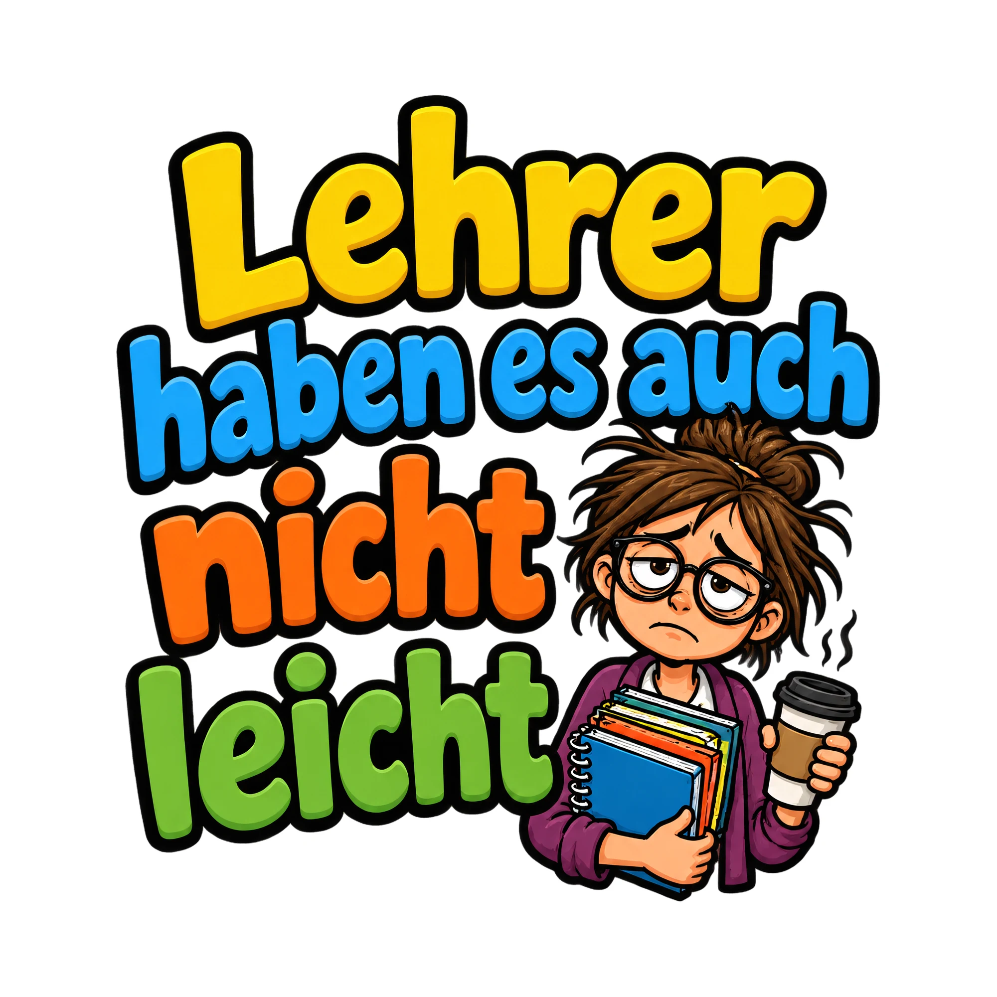 Bügelbild Lehrer haben es auch nicht leicht, Beruf Shirt Spruch als Grafik auf weißem Hintergrund (BB016768)
