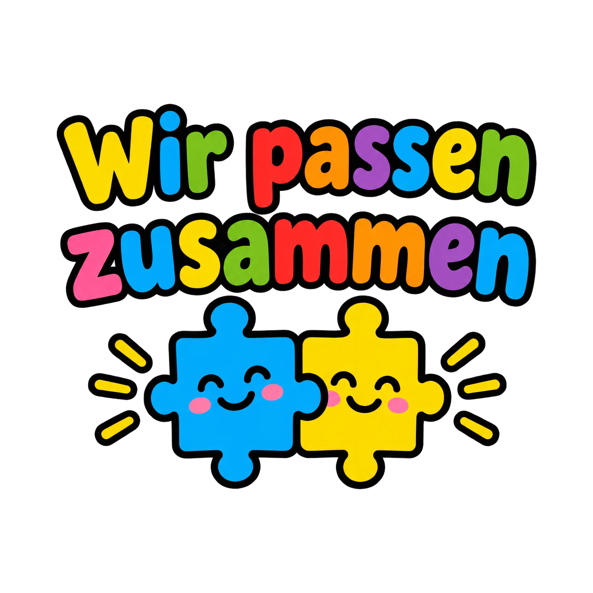 Bügelbild Wir passen zusammen als Grafik auf weißem Hintergrund (BB018701)