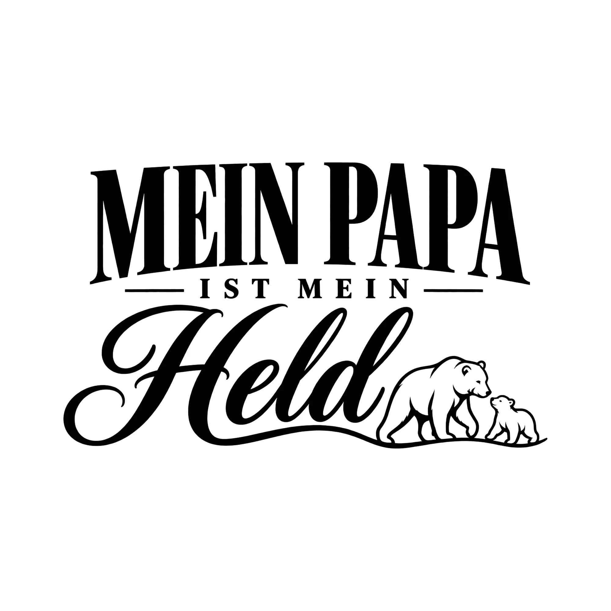 Bügelbild Mein Papa ist mein Held als Grafik auf weißem Hintergrund (BB012361)