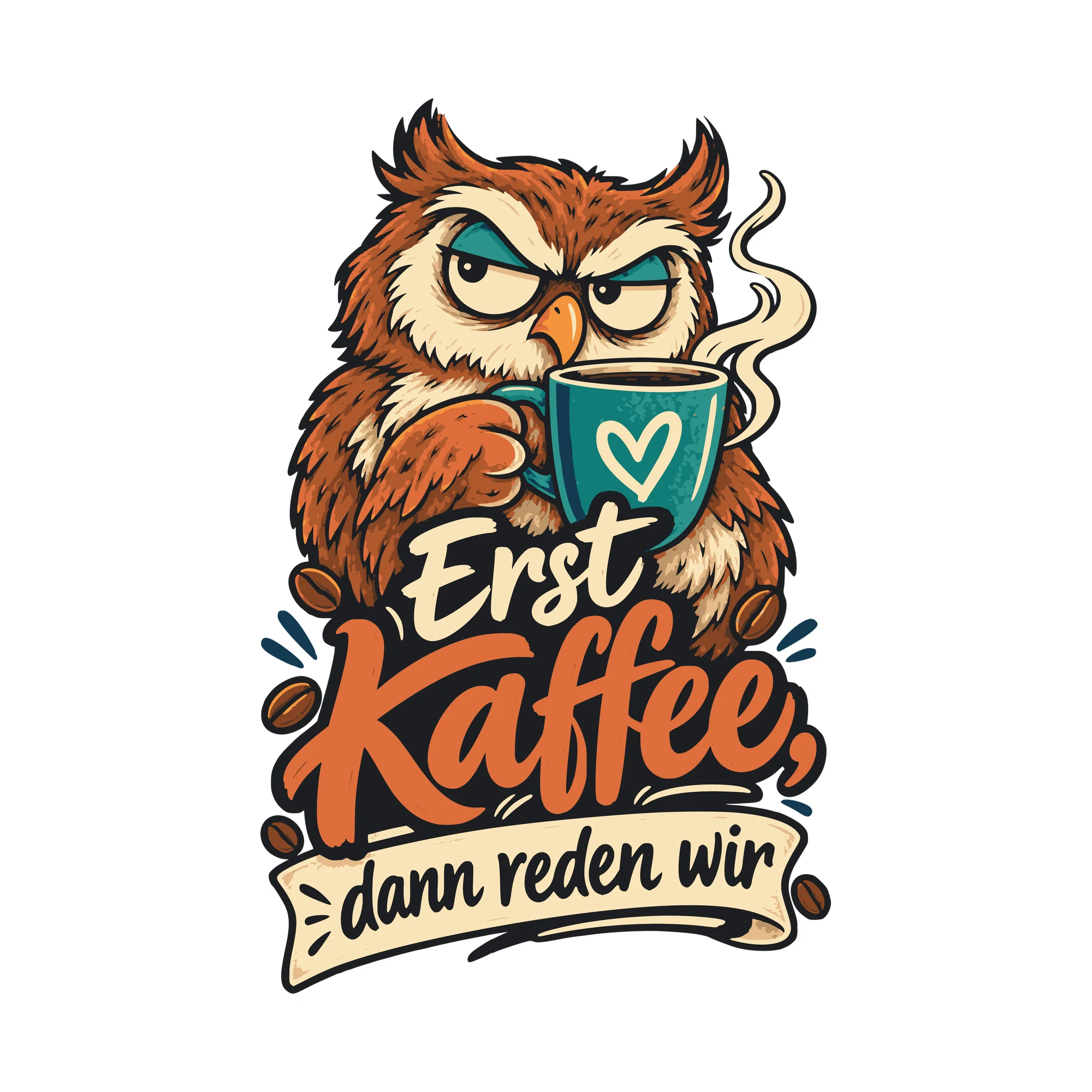 Bügelbild Erst Kaffee, dann reden wir als Grafik auf weißem Hintergrund (BB011139)