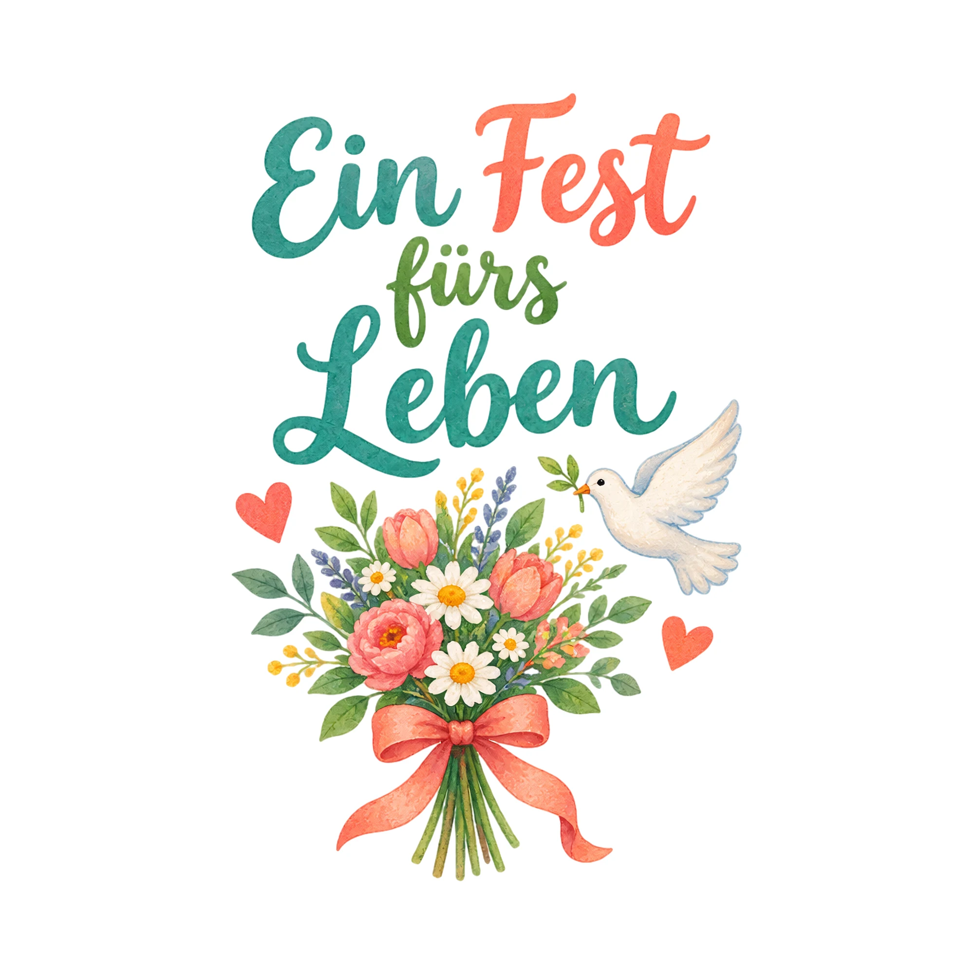 Bügelbild Ein Fest fürs Leben als Grafik auf weißem Hintergrund (BB020633)