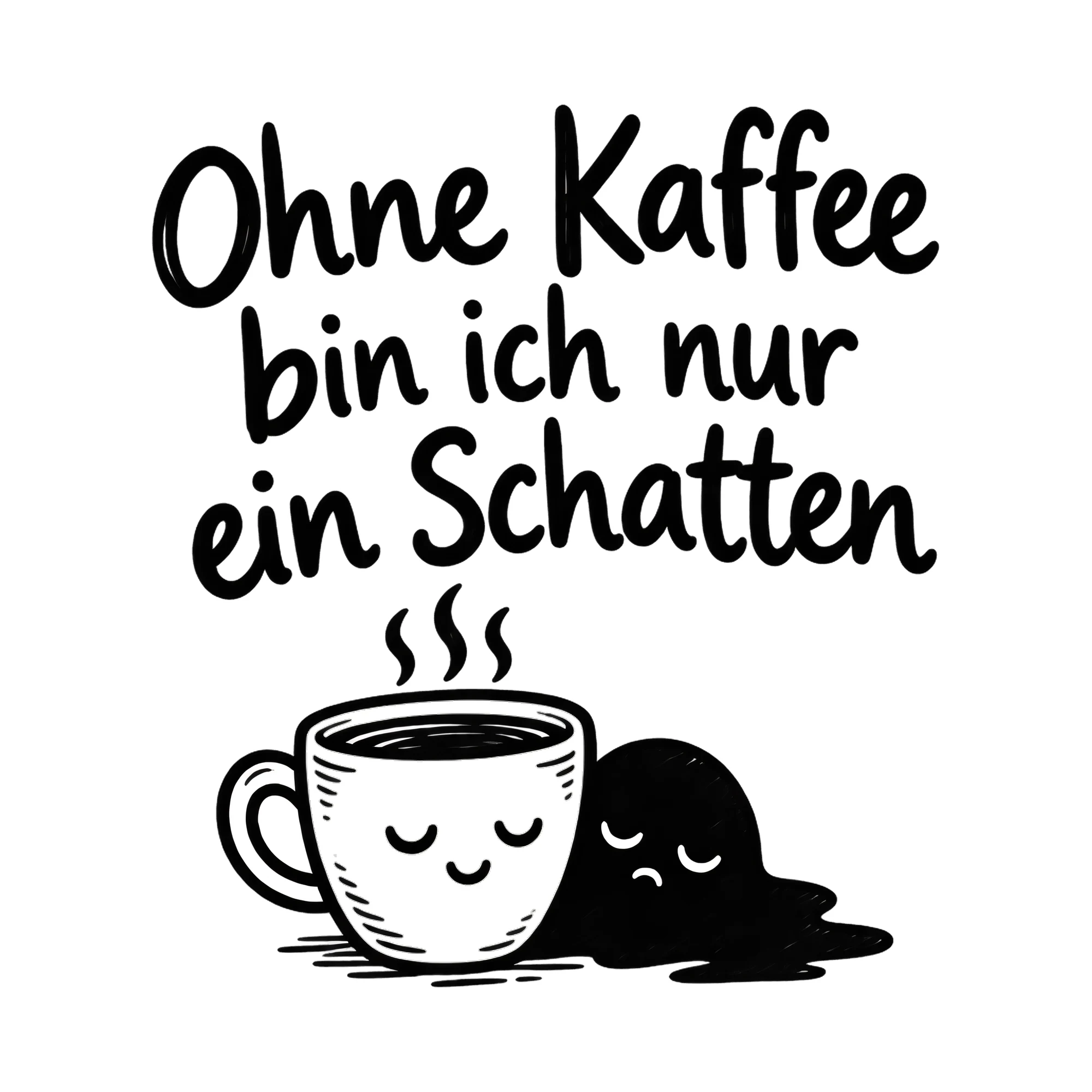 Bügelbild Ohne Kaffee bin ich nur ein Schatten als Grafik auf weißem Hintergrund (BB019490)