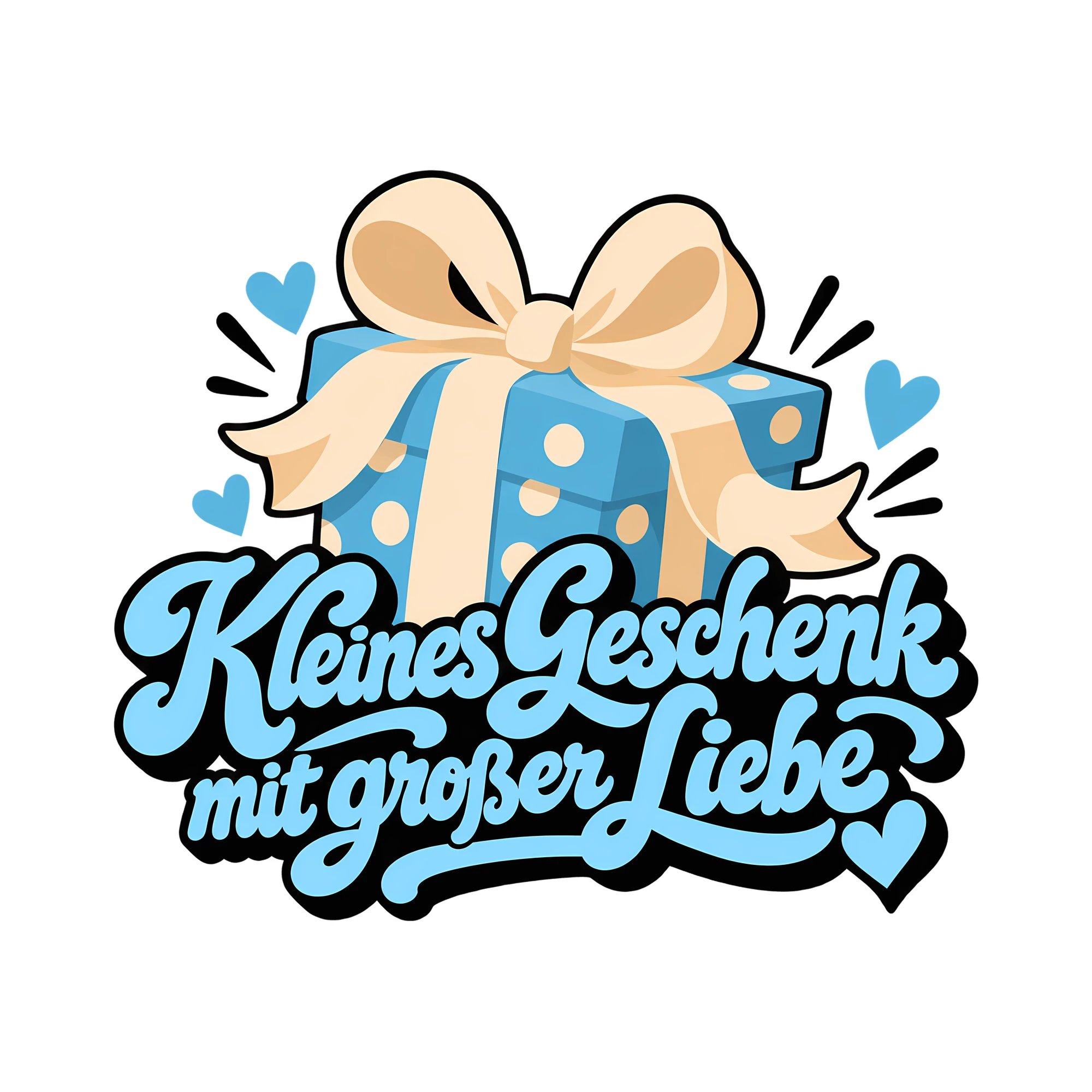 Bügelbild Kleines Geschenk mit großer Liebe als Grafik auf weißem Hintergrund (BB012564)